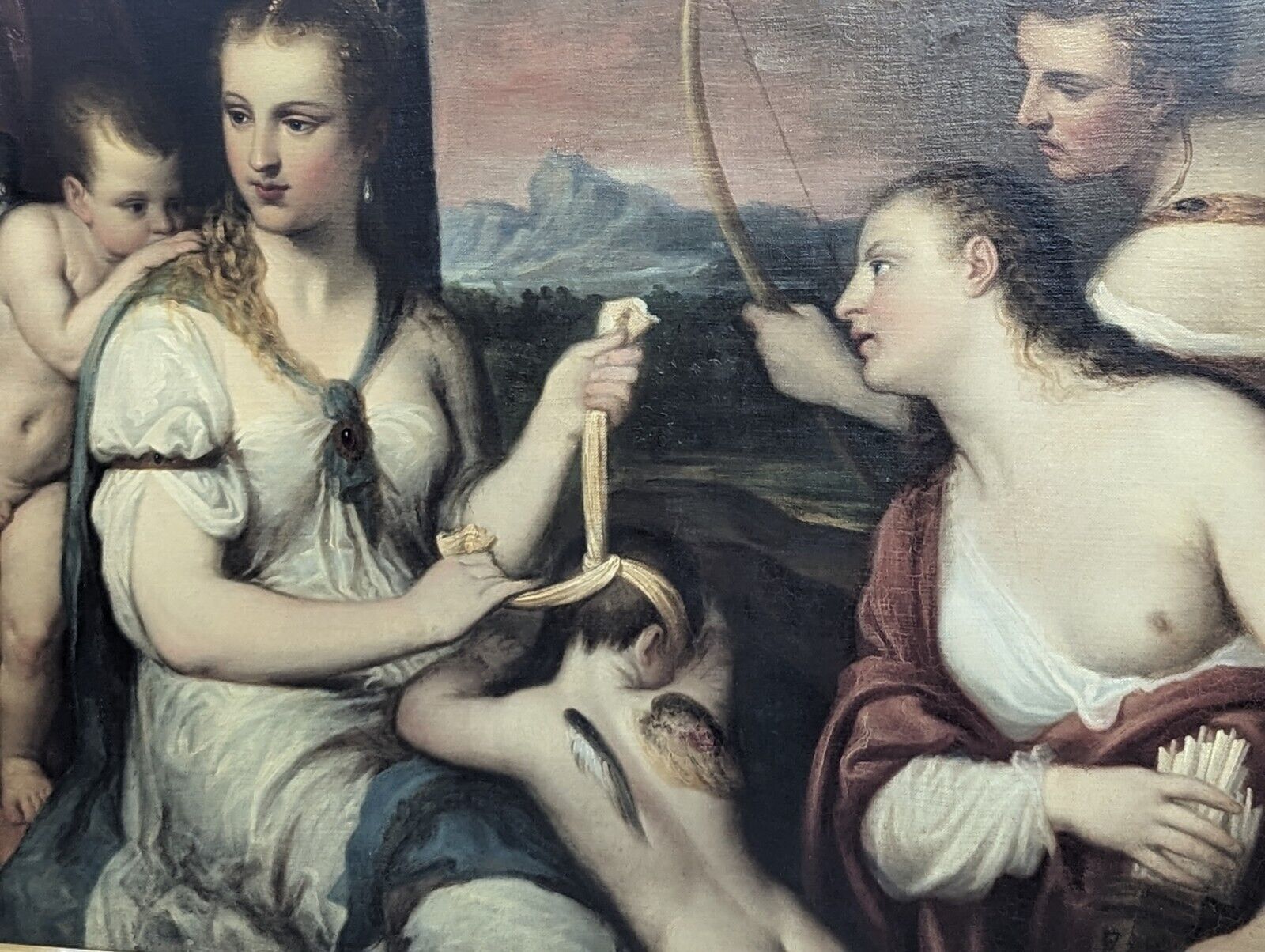 Titian's Venus Blindfolding Cupid - Antique Oil Copy