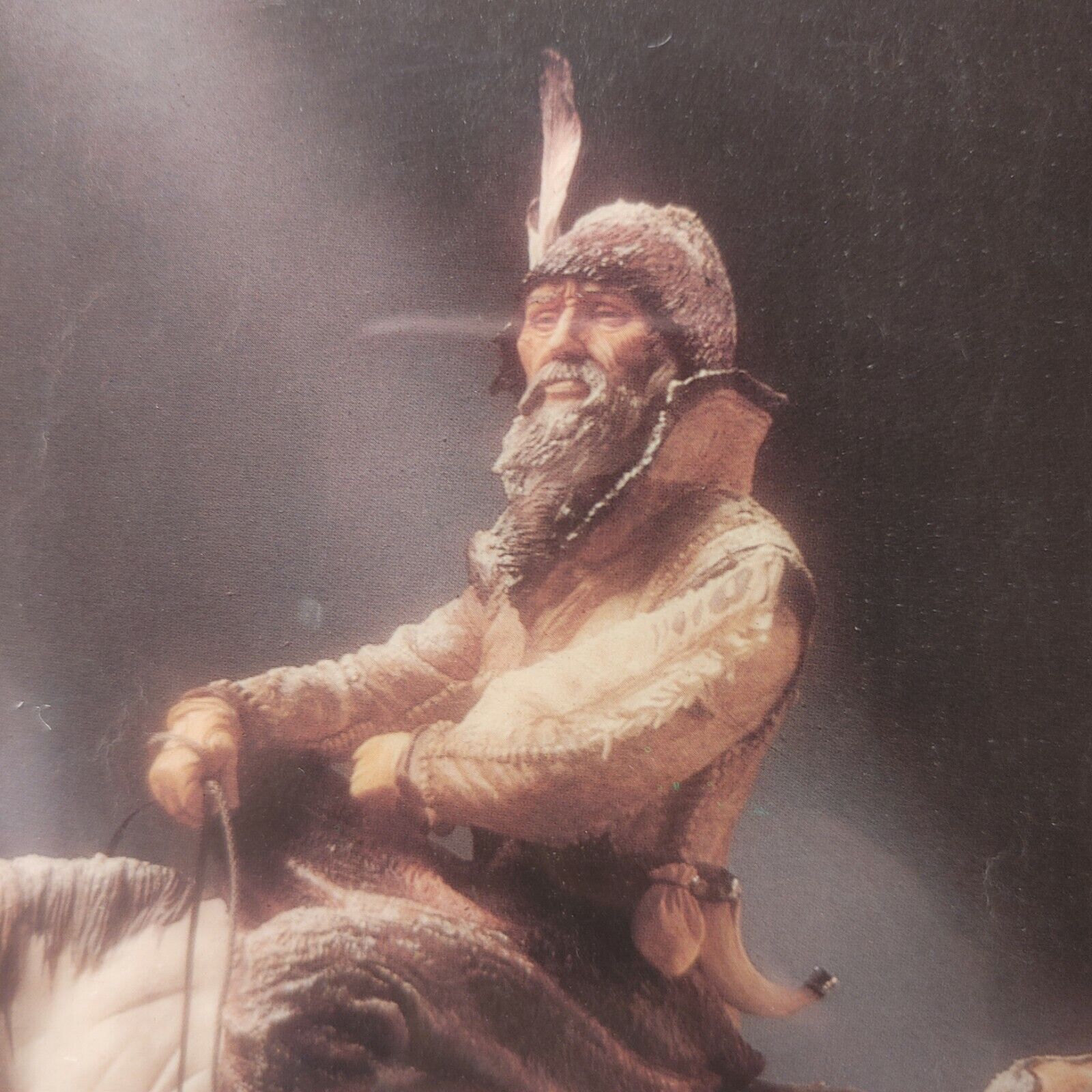 Antique Native American Portrait Painting Fur Trader Nomad