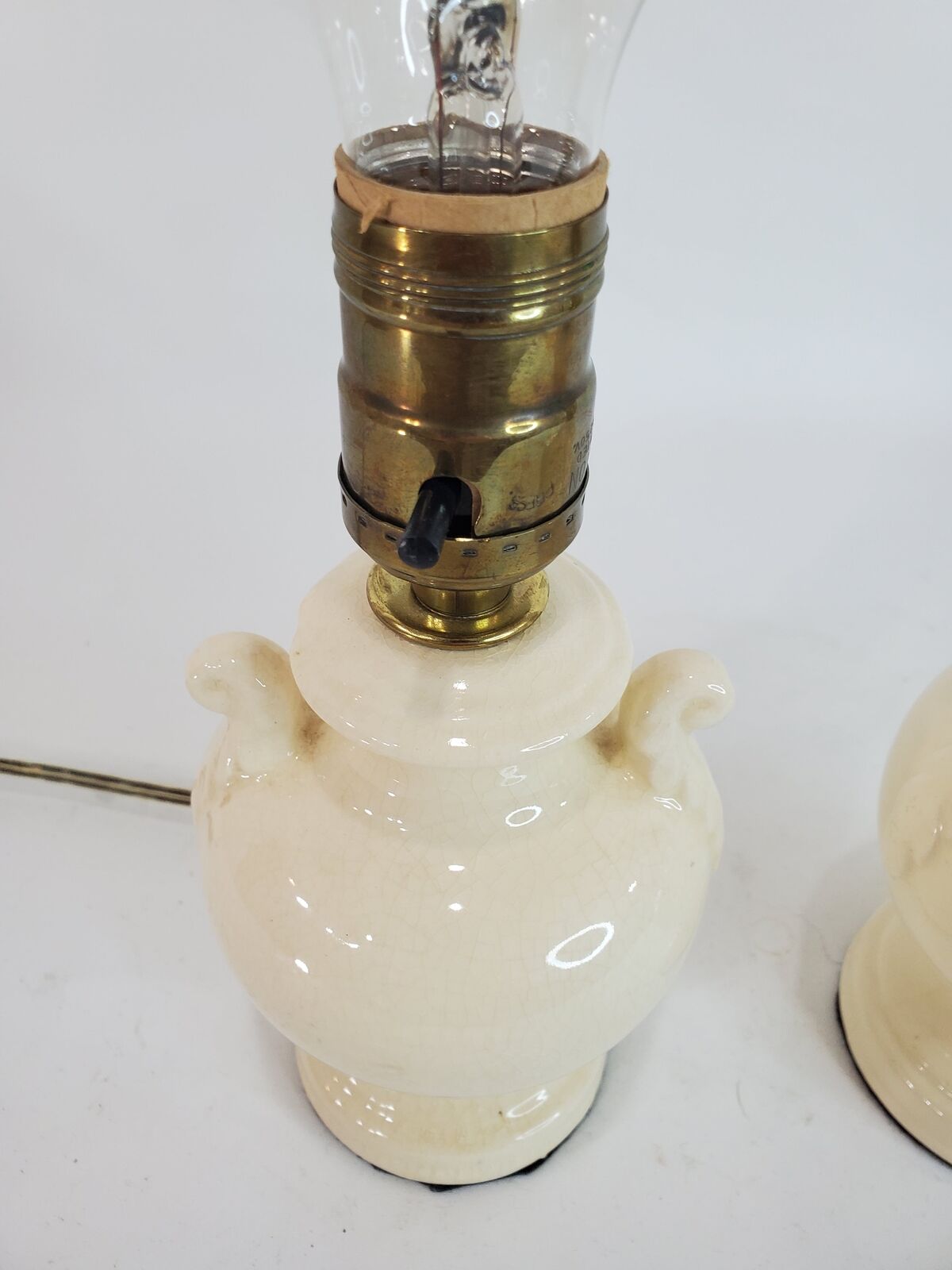 Pair Vintage Petite Ceramic Vanity Table Lamps Early 1900s