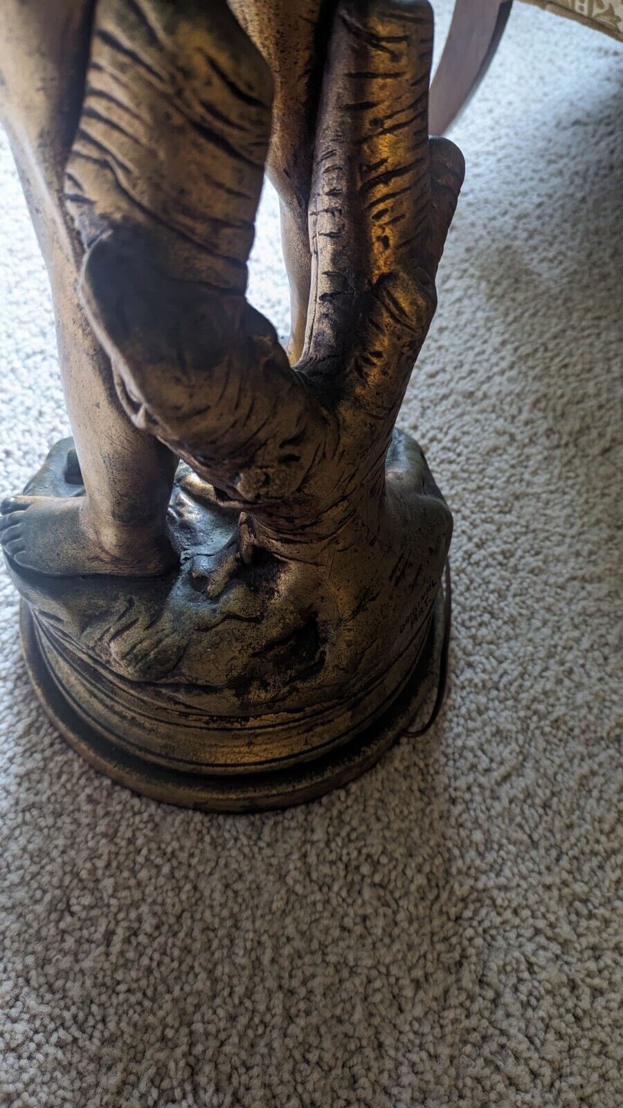 Vintage Auguste Moreau: Boy with Flute Pan - Spelter Lamp Bronze Finish 38" Tall