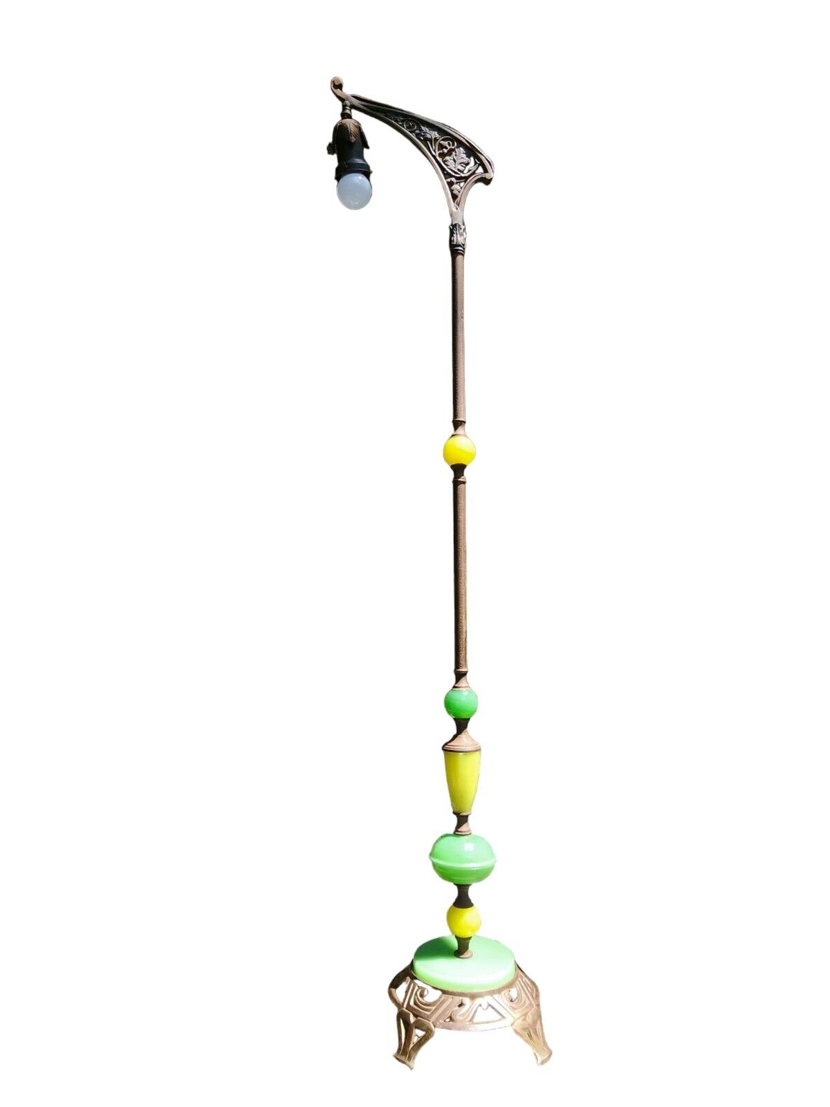 🔥Rare🔥Early 1900s Jadeite & Canary Yellow Uranium Standing Floor Lamp *READ*