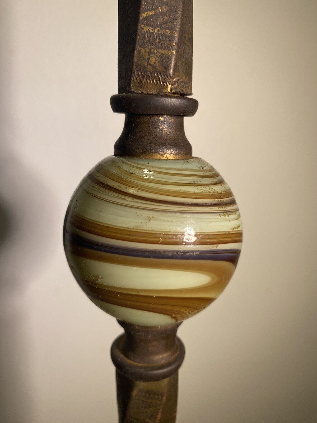 Early 1900s Jadeite & Uranium ~ Glass ~ Standing Floor Lamp 60”. Read Below