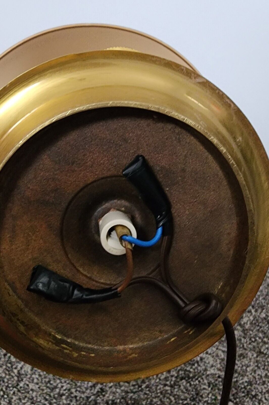 Antique Solid Brass French Bouillotte Lamp With Three Arms And Shade