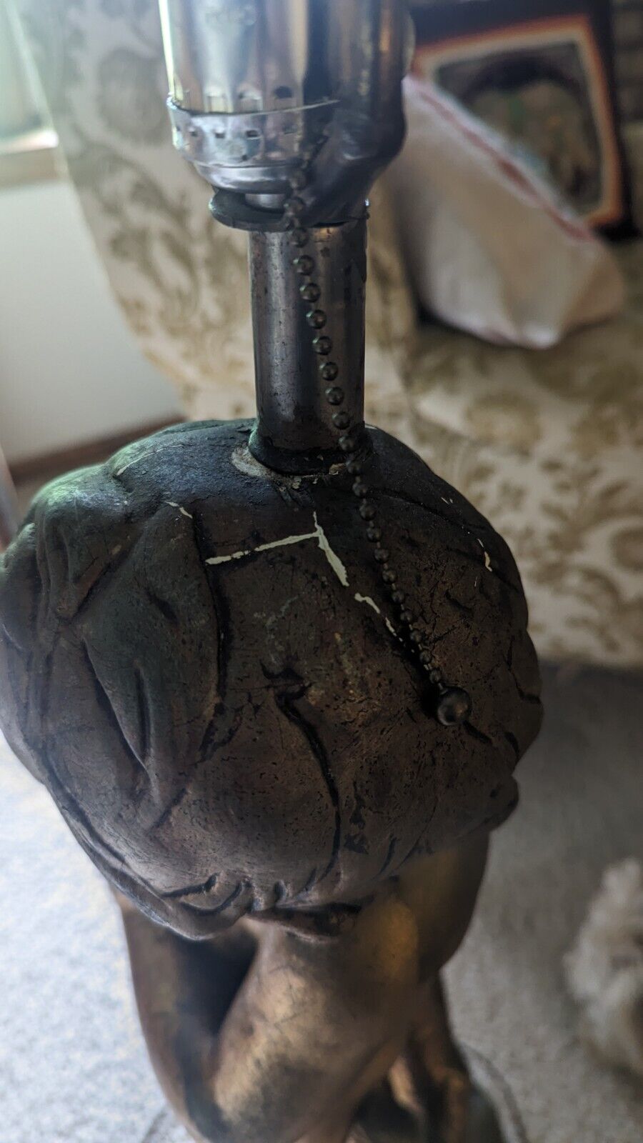 Vintage Auguste Moreau: Boy with Flute Pan - Spelter Lamp Bronze Finish 38" Tall