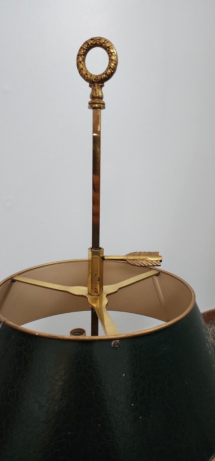 Antique Solid Brass French Bouillotte Lamp With Three Arms And Shade