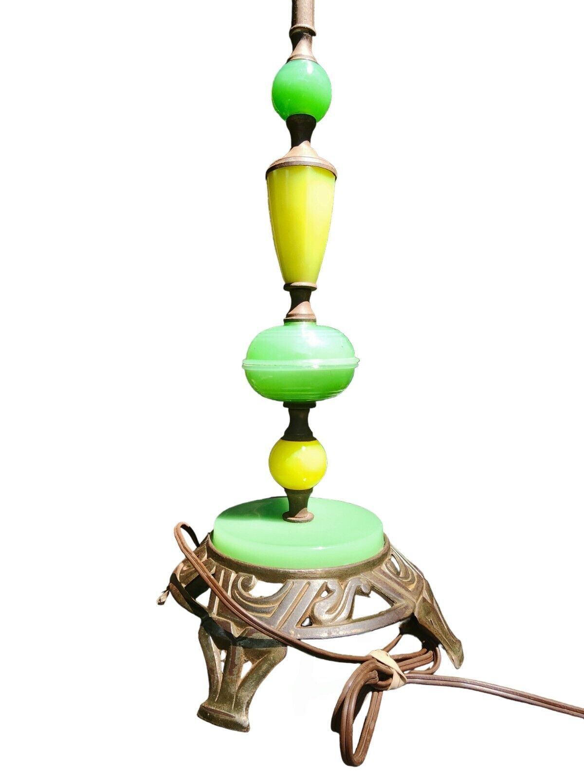 🔥Rare🔥Early 1900s Jadeite & Canary  Yellow Uranium Standing Floor Lamp *READ*