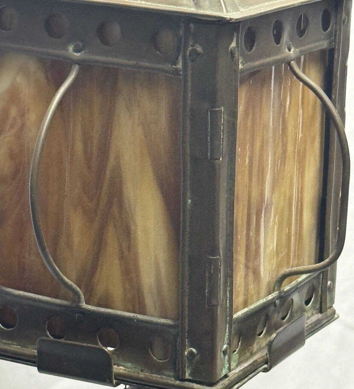 EARLY 1900s Arts & Crafts Brass Metal Lantern Head Table Lamp Twisted Stem 24”