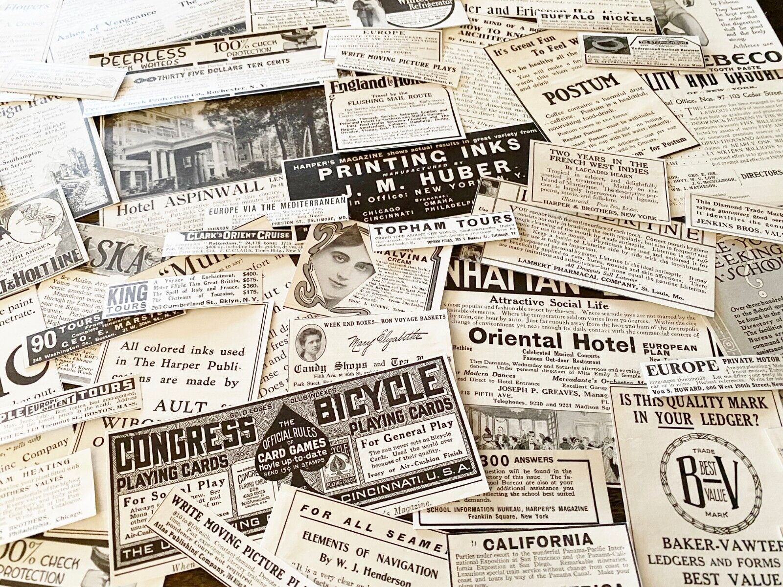 50pc! Antique c1900s Old Magazine Print Ad Clippings~Vtg Paper Craft Scrap Lot K