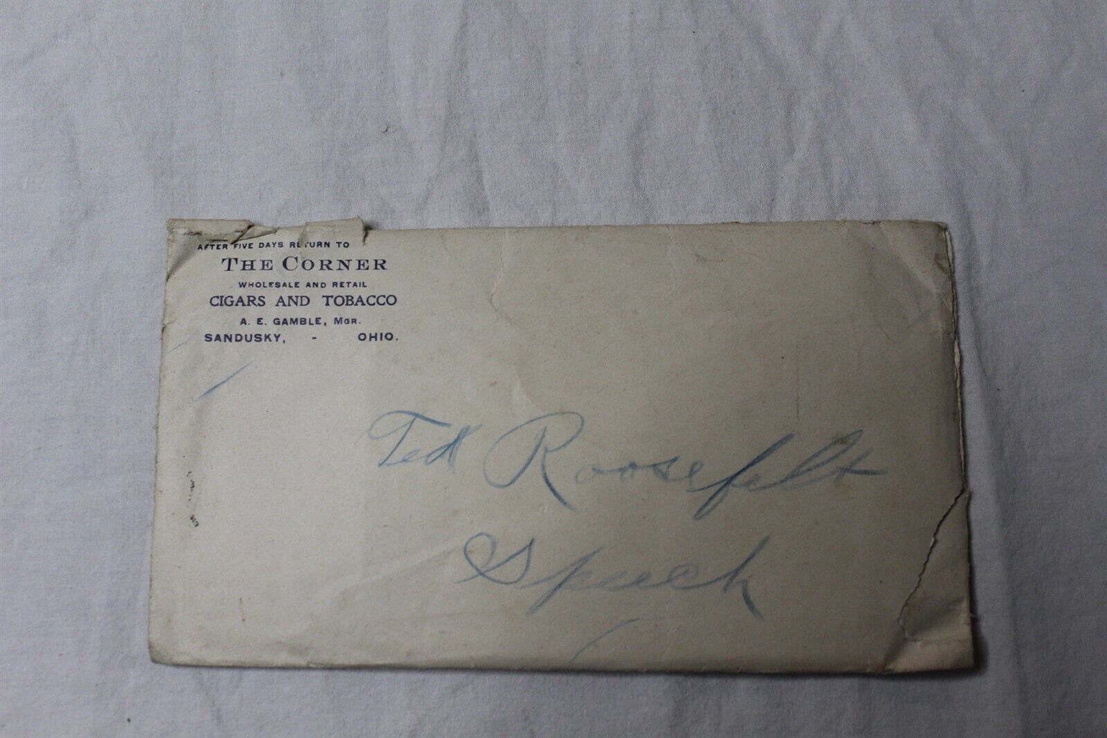  1900's Advertising Envelope The Corner Wholesale Cigars & Tobacco Antique