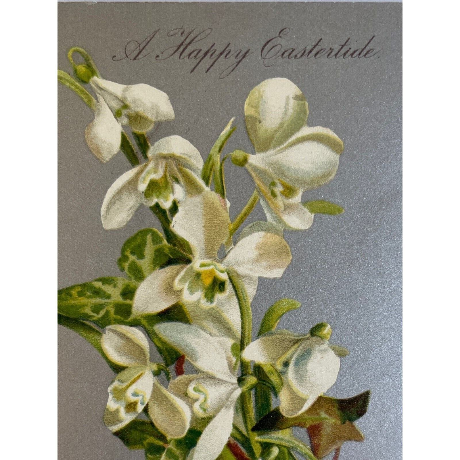 Antique Early 1900s Ephemera Litho Postcard Happy Eastertide Religious Easter