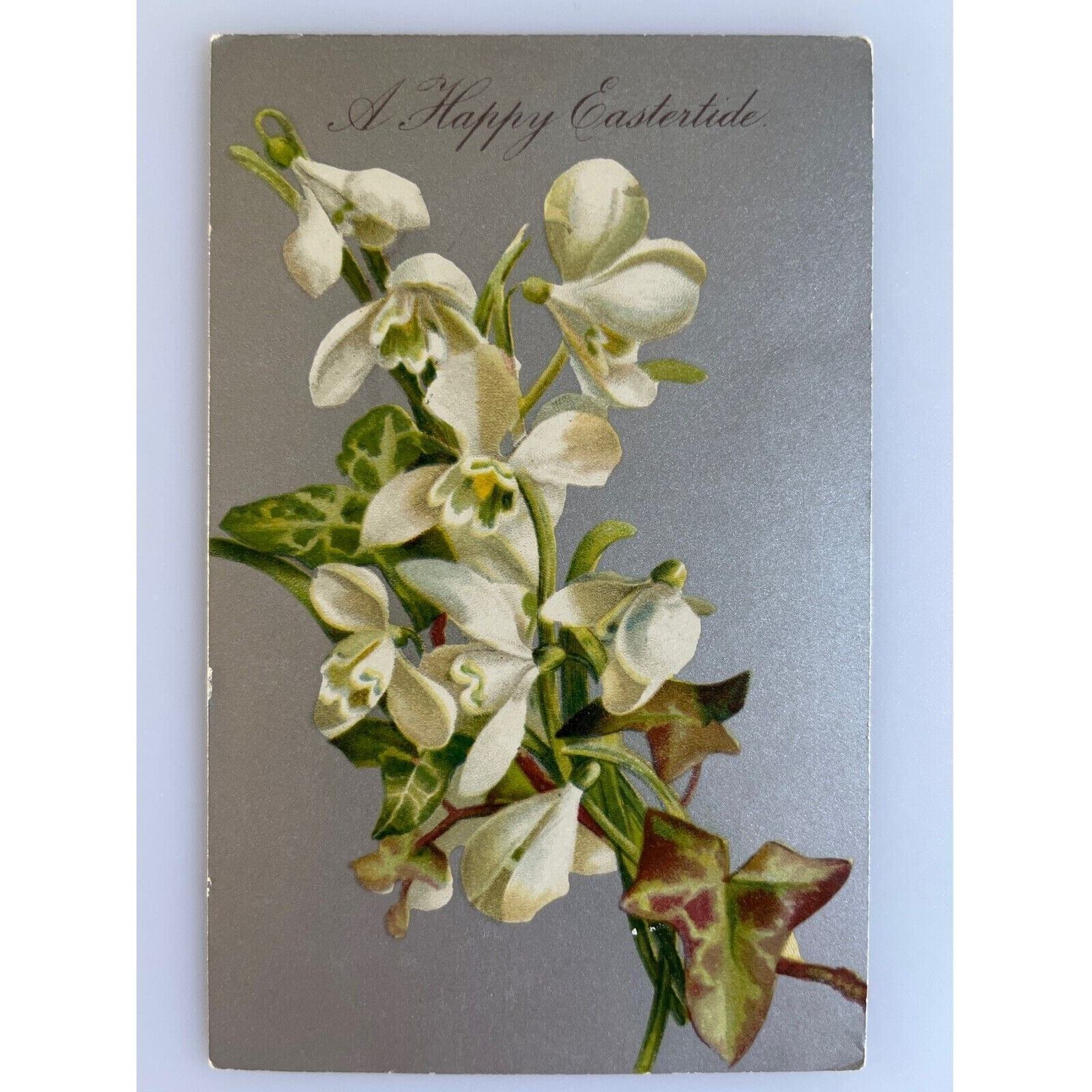 Antique Early 1900s Ephemera Litho Postcard Happy Eastertide Religious Easter