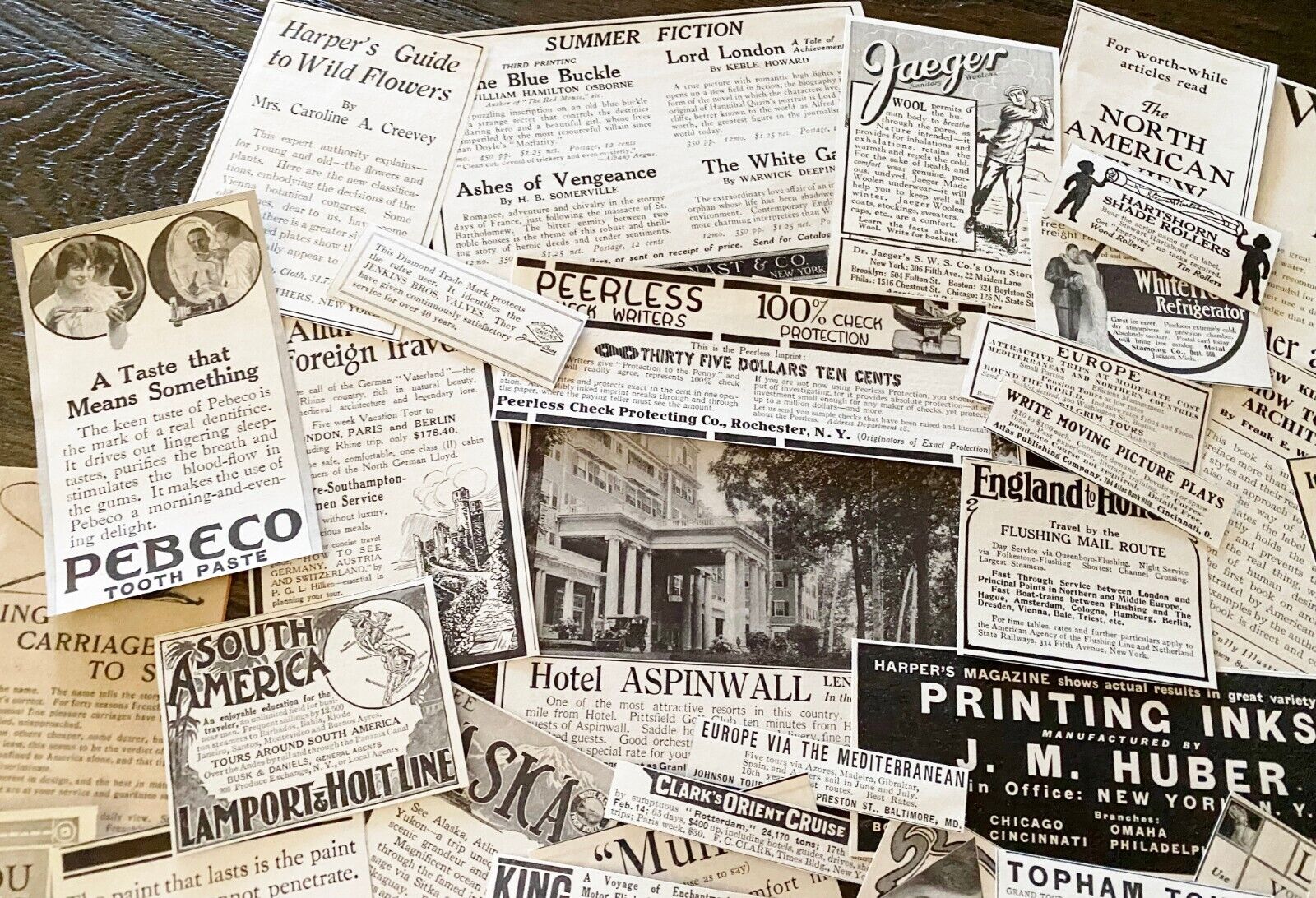 50pc! Antique c1900s Old Magazine Print Ad Clippings~Vtg Paper Craft Scrap Lot K