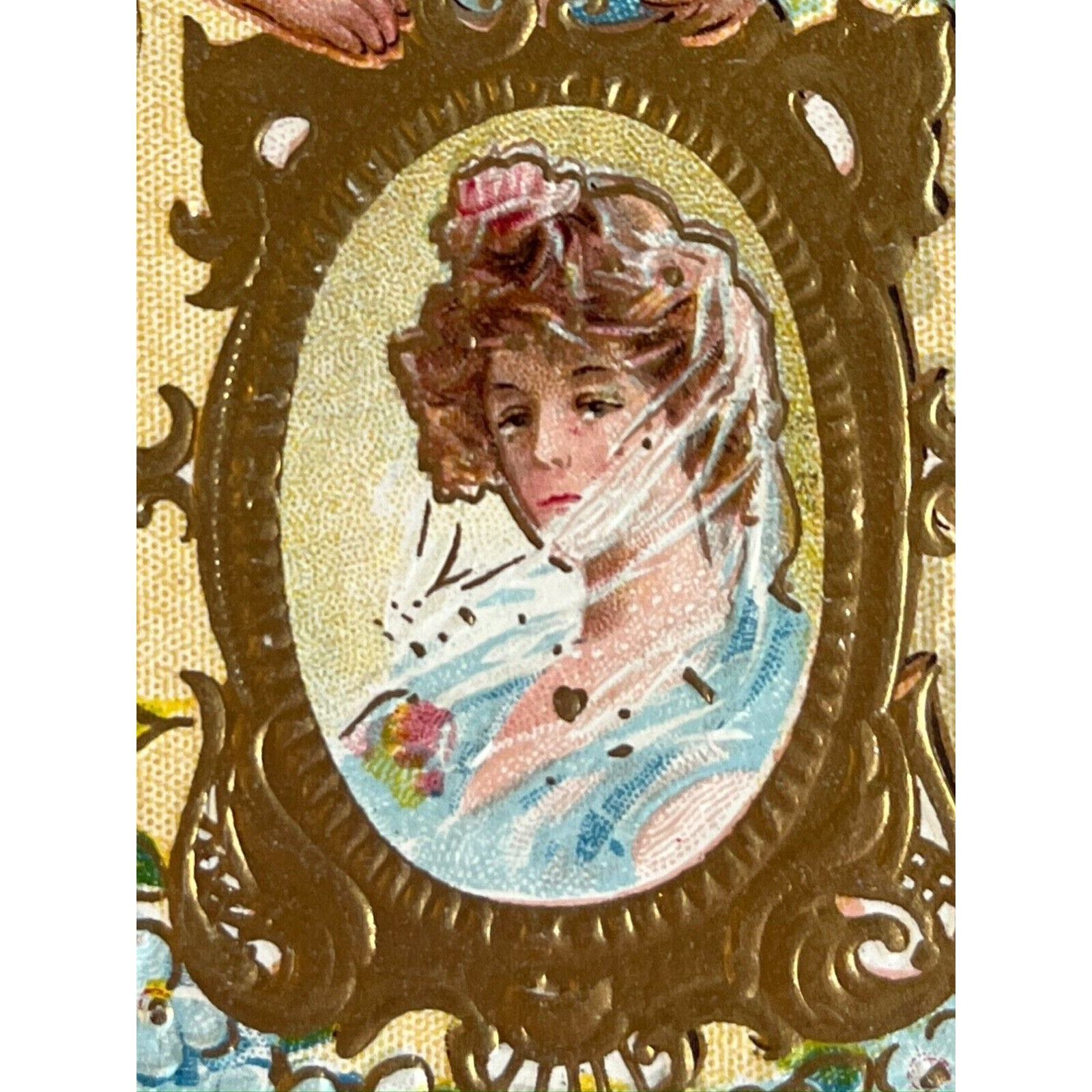Antique Early 1900s Ephemera Valentine Litho Postcard Embossed Cupid Series No1