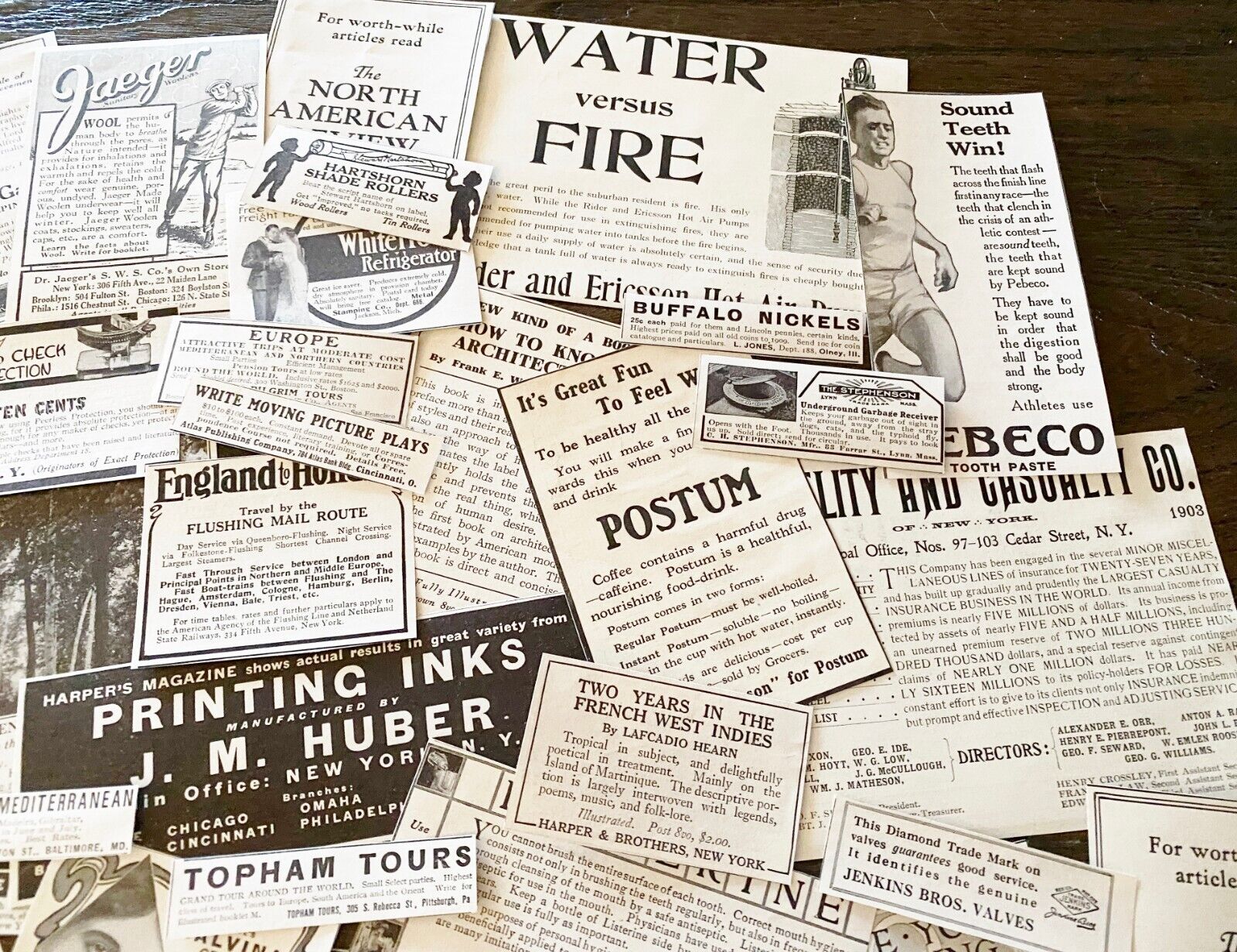 50pc! Antique c1900s Old Magazine Print Ad Clippings~Vtg Paper Craft Scrap Lot K