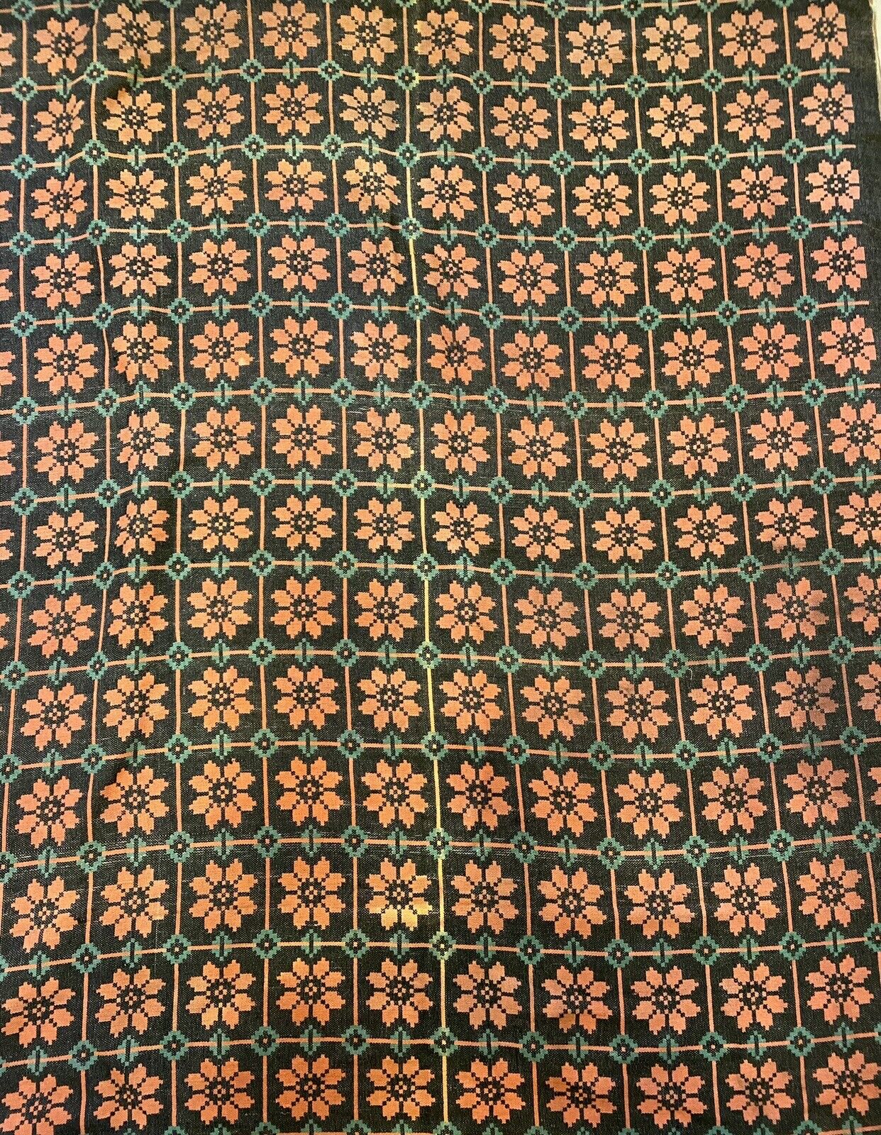 1800s Antique Wool Ingrain Flat Weave Rug