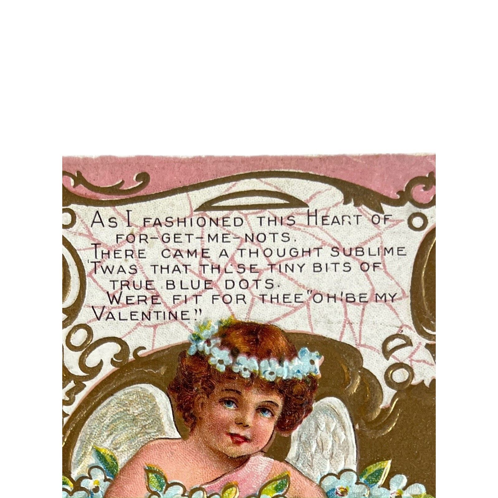 Antique Early 1900s Ephemera Valentine Litho Postcard Embossed Cupid Series No1