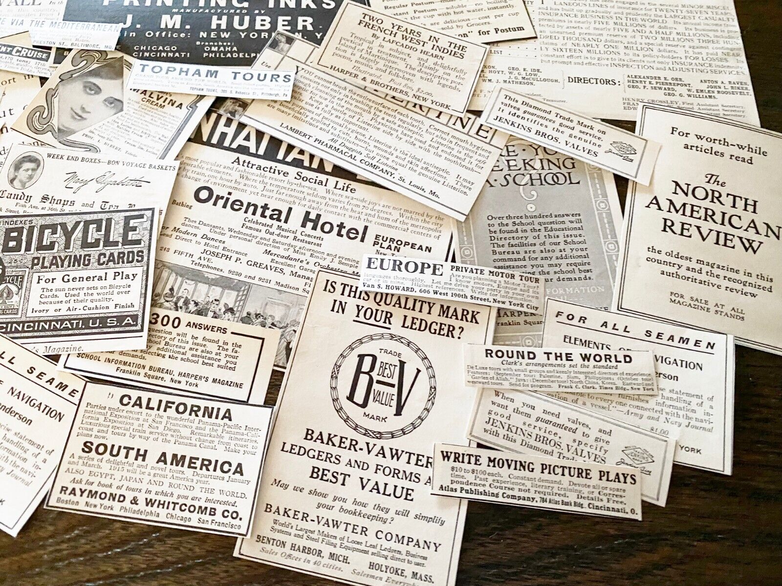 50pc! Antique c1900s Old Magazine Print Ad Clippings~Vtg Paper Craft Scrap Lot K