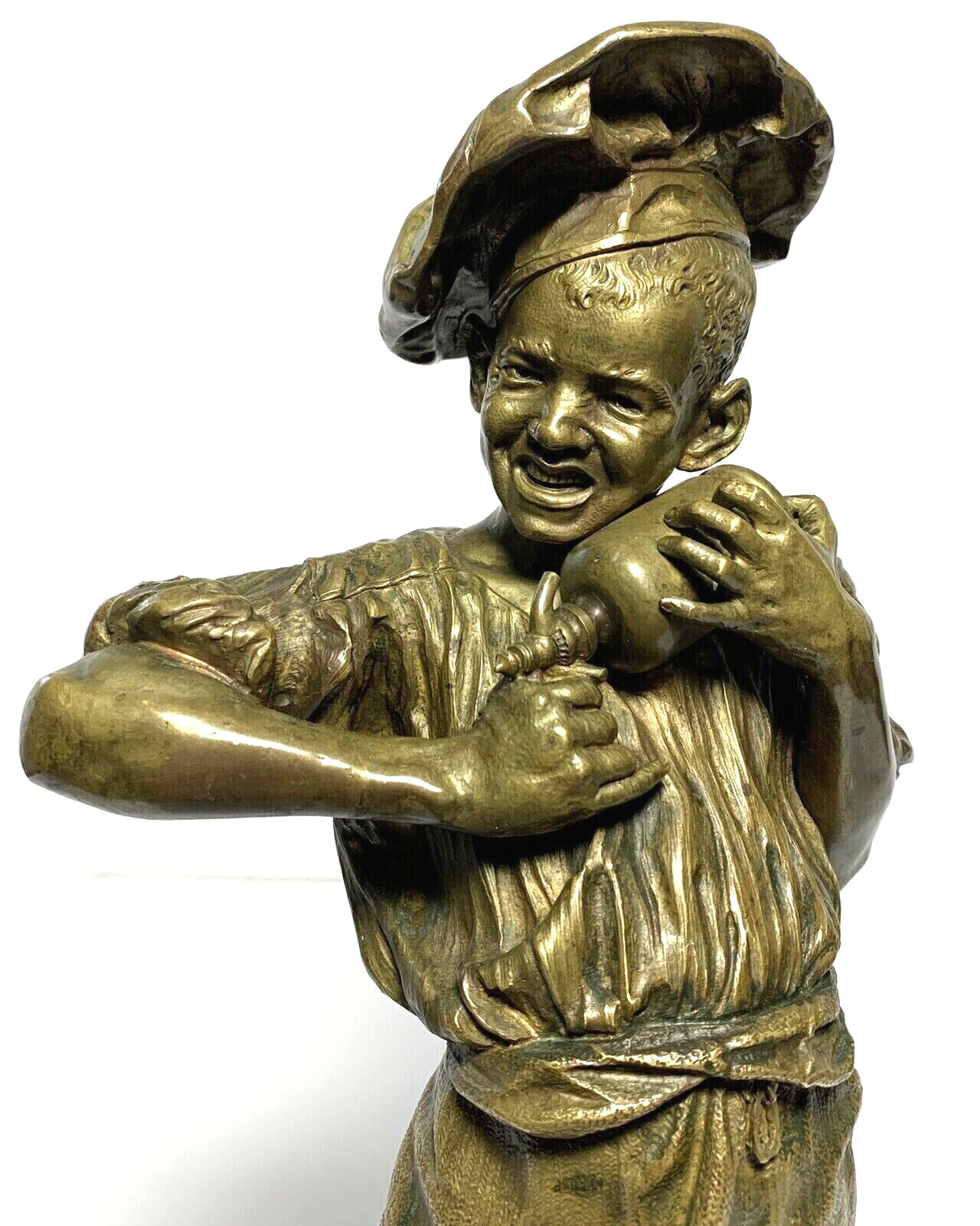 Bronze Boy Chef Sculpture Figurine by A. PANDIANI