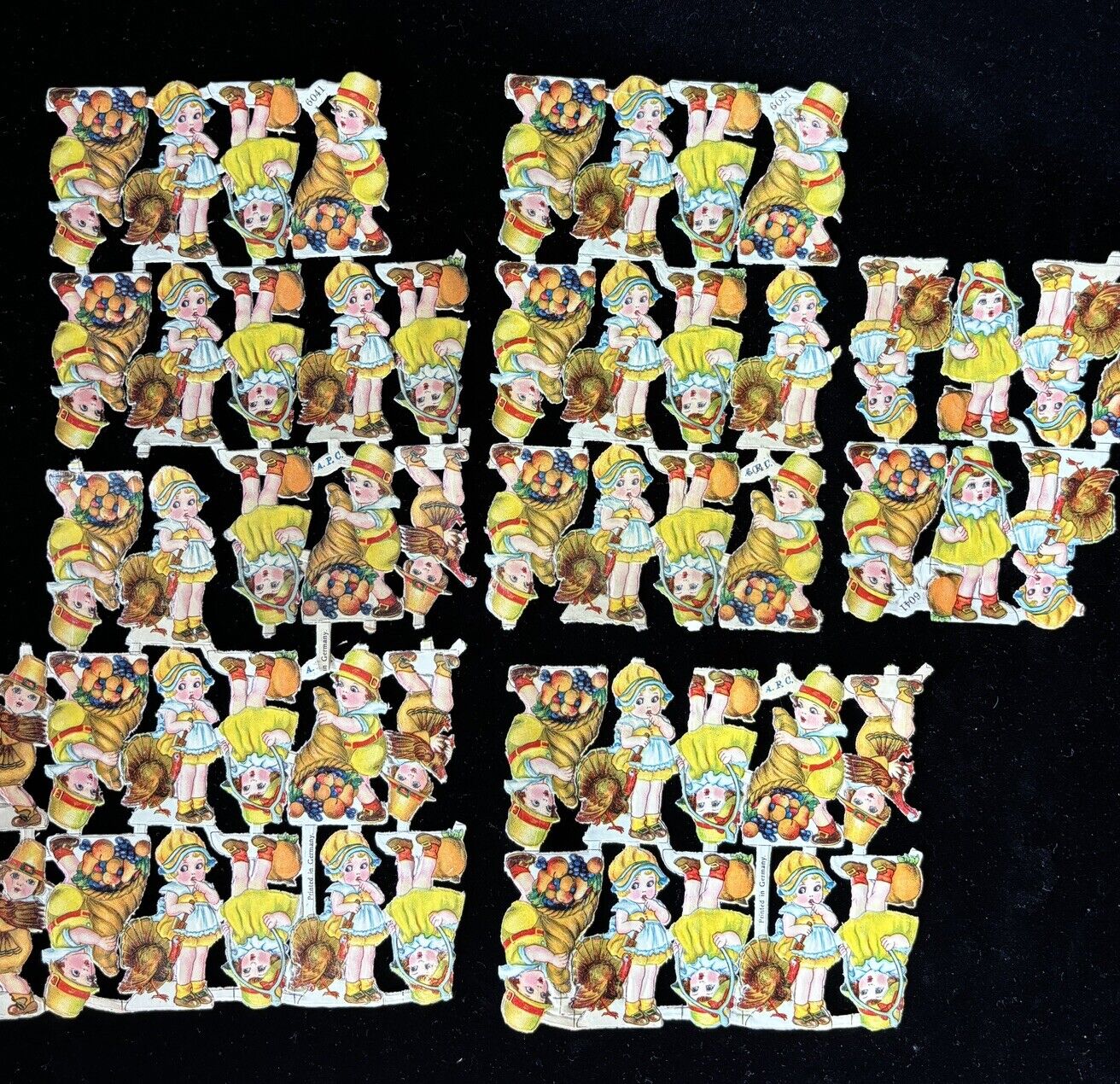 Lot Of Vintage Diecut Thanksgiving Paper, 1900s Antique Paper Ephemera Holiday