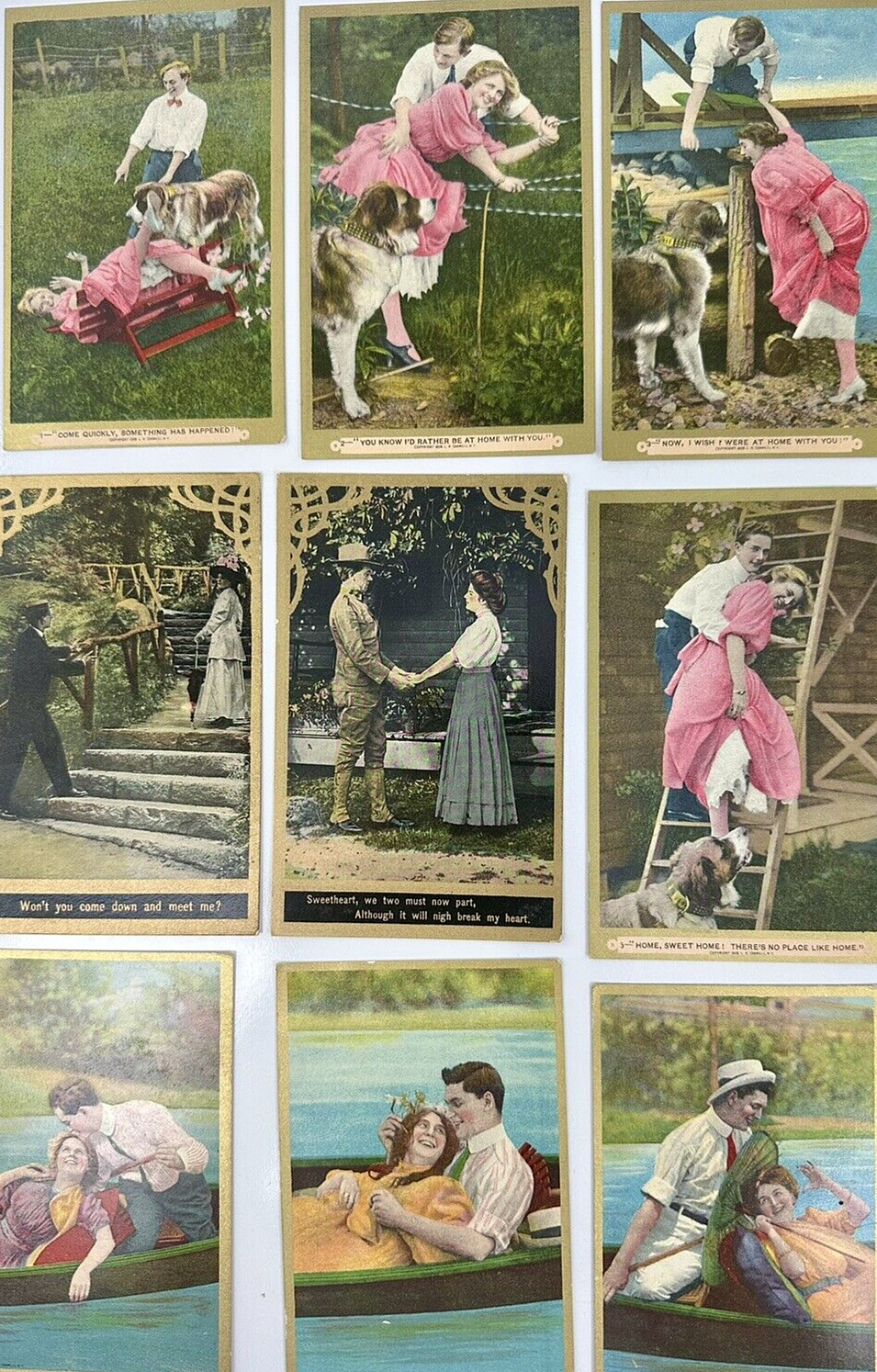 LOVE Theme early 1900's Antique Postcards - Lot of 19 Crafts Ephemera Paper