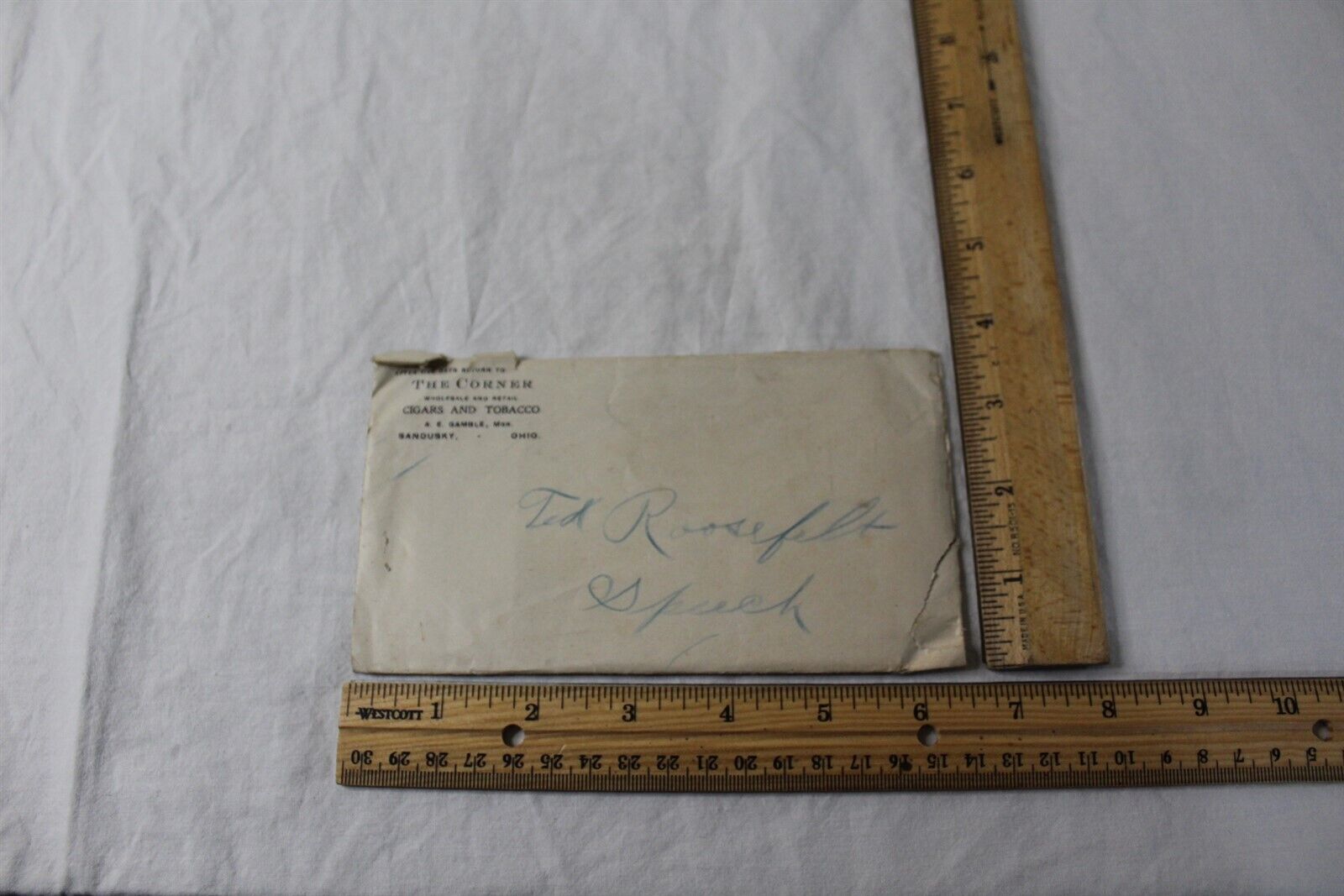  1900's Advertising Envelope The Corner Wholesale Cigars & Tobacco Antique