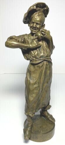 Bronze Boy Chef Sculpture Figurine by A. PANDIANI