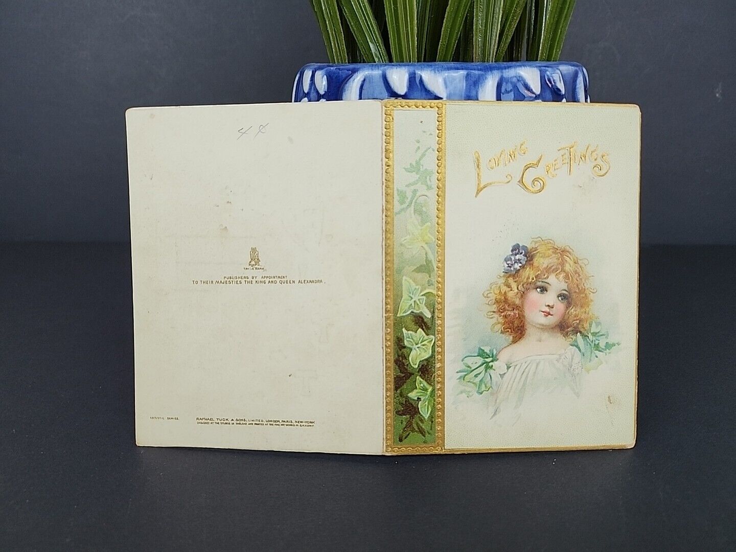 EARLY 1900'S GREETING CARD, TUCK & SONS "LOVING GREETINGS", RARE EPHEMERA