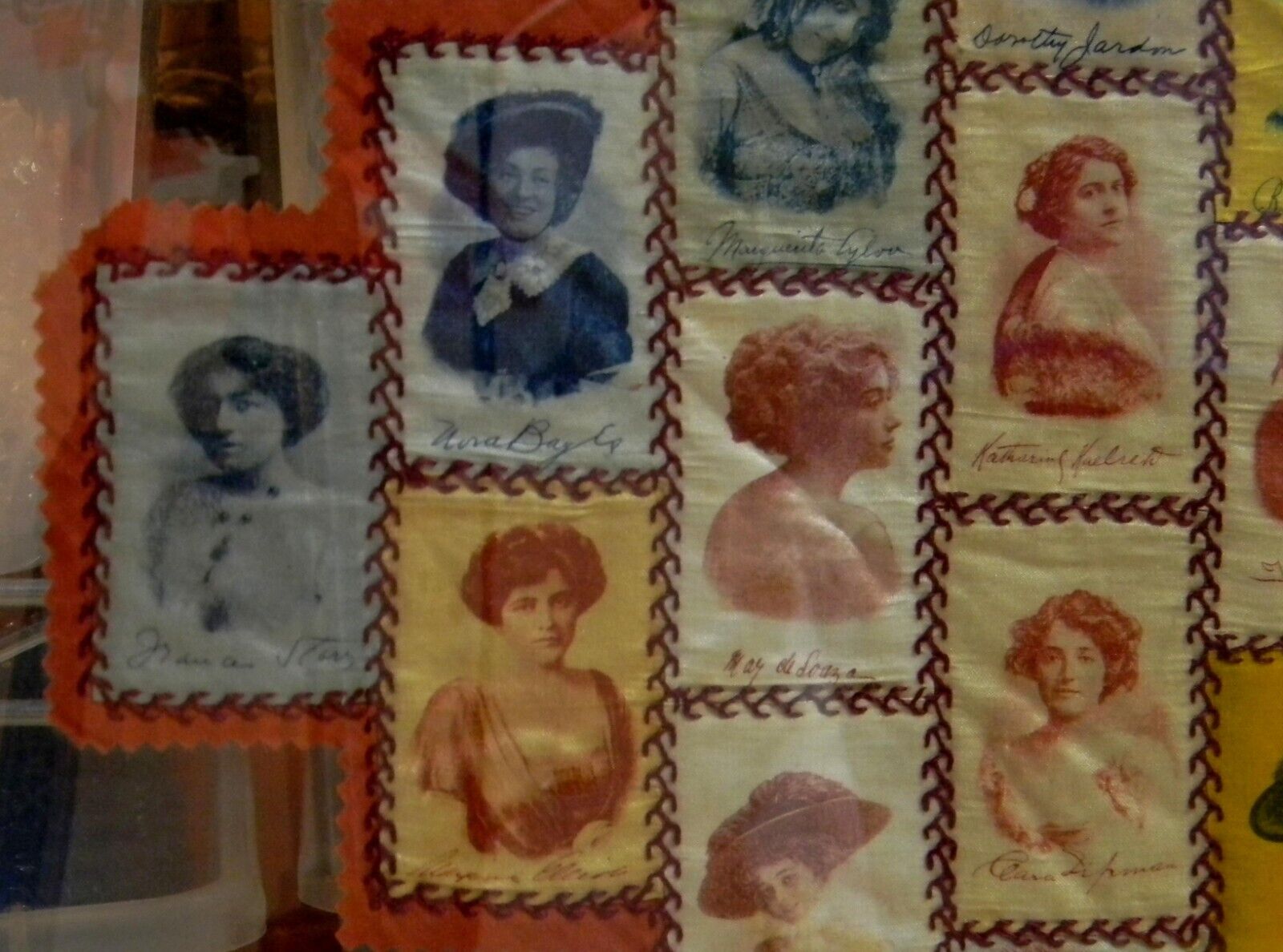 1900's Quilted & Framed Cigarette Silk Actresses