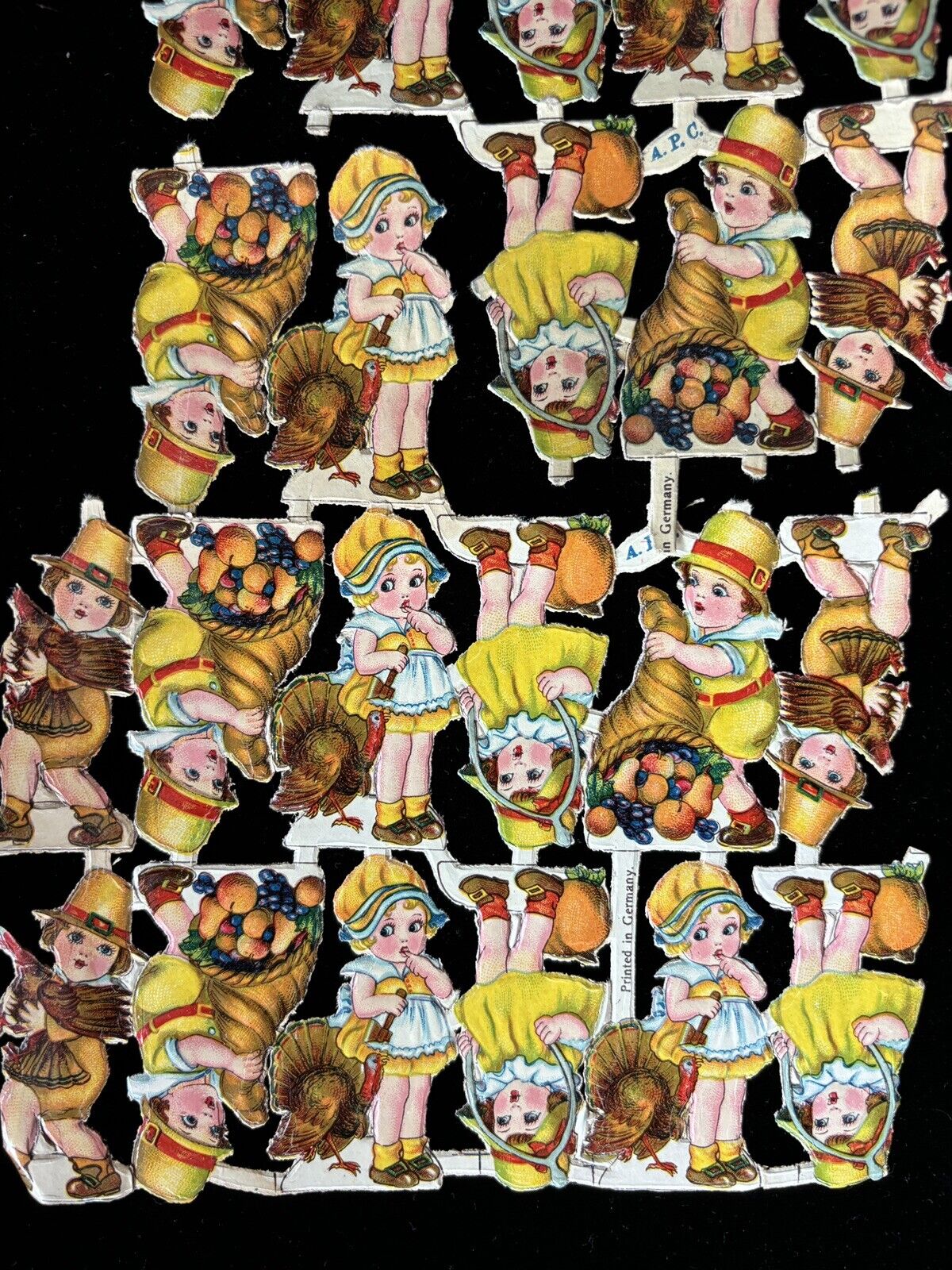 Lot Of Vintage Diecut Thanksgiving Paper, 1900s Antique Paper Ephemera Holiday