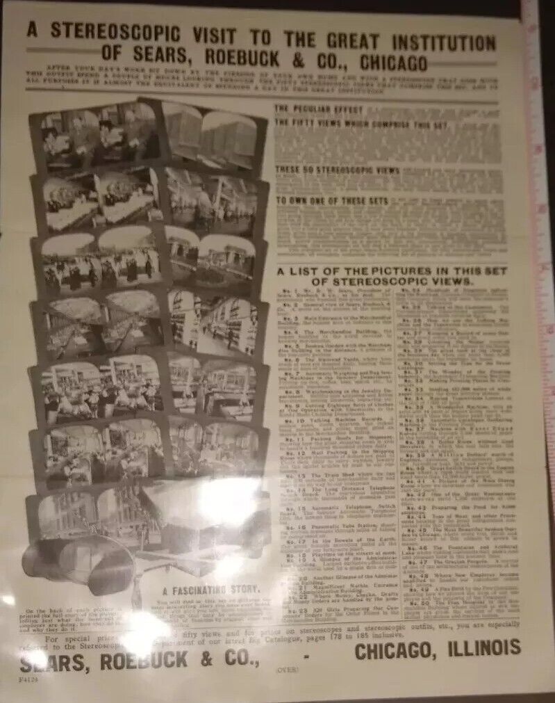 1900s SEARS Stereoscope Viewer & Cards Advert, RARE Mailed Letter Ad.Ephemera 