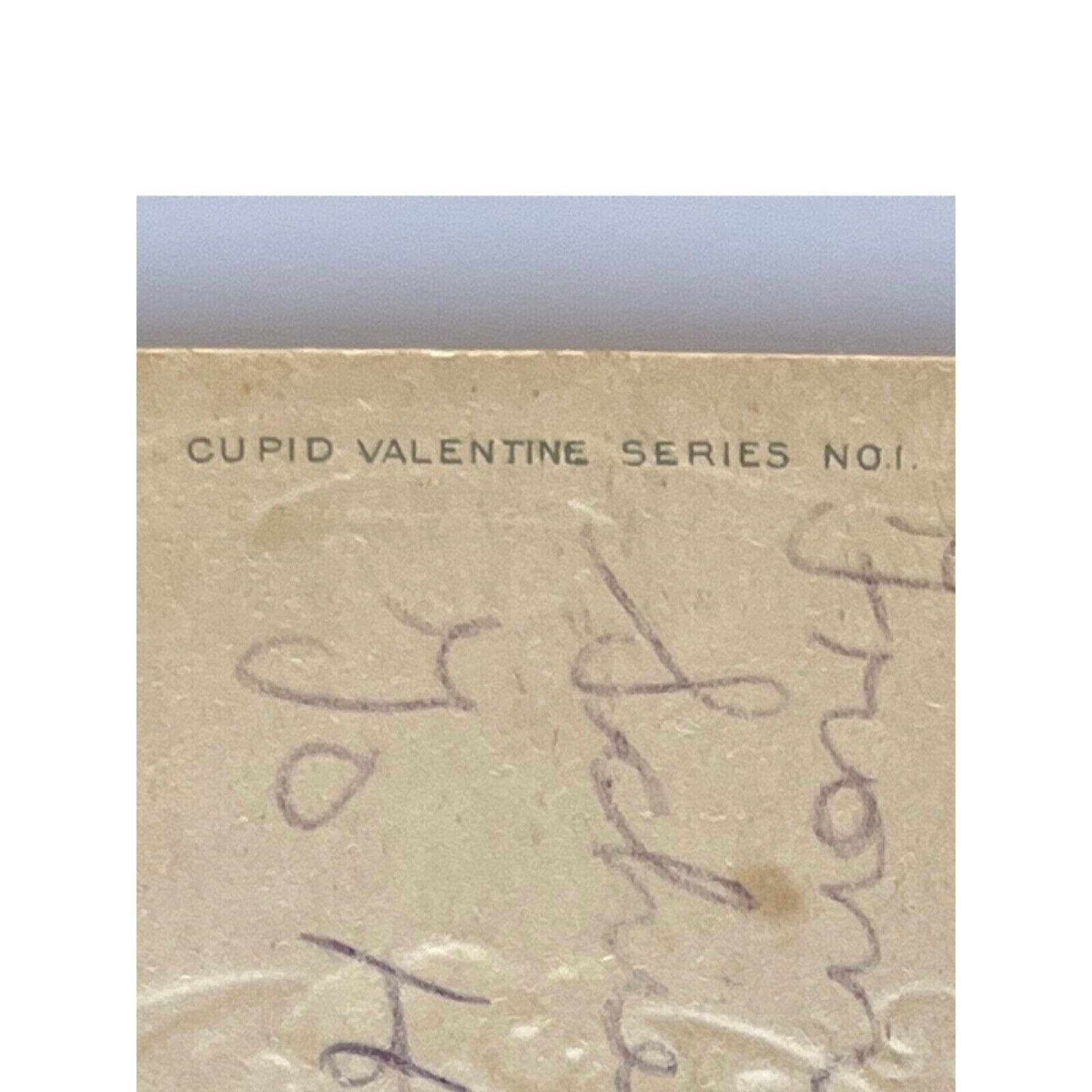 Antique Early 1900s Ephemera Valentine Litho Postcard Embossed Cupid Series No1