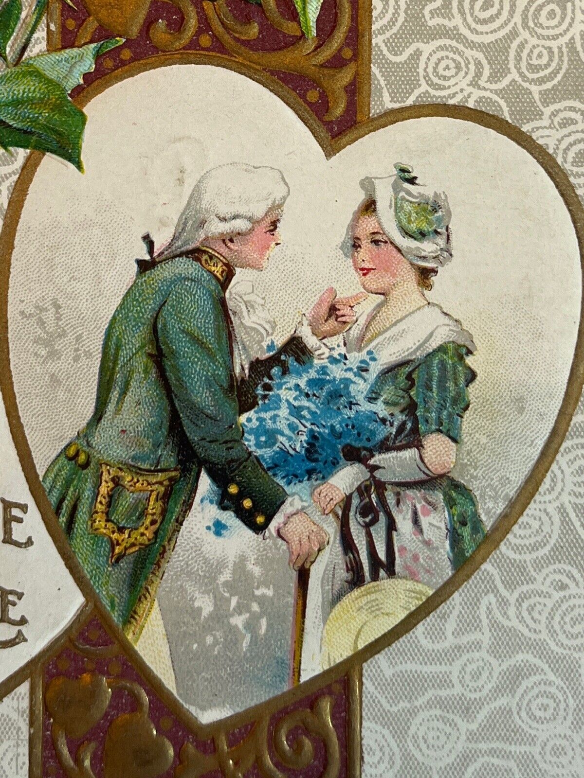 Antique Early 1900s Ephemera Valentine Postcard Edwardian Era Lovers Roses Heart