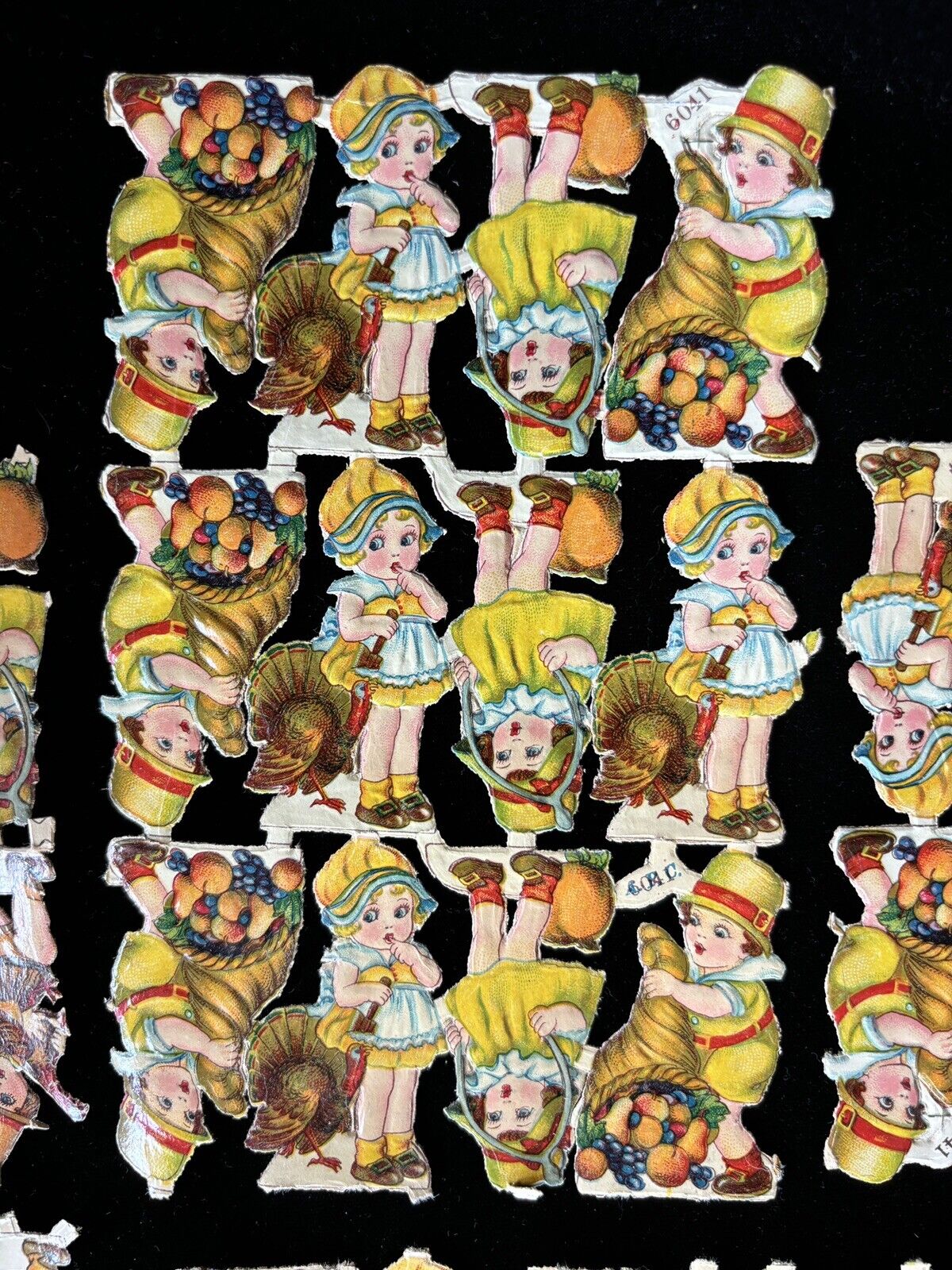 Lot Of Vintage Diecut Thanksgiving Paper, 1900s Antique Paper Ephemera Holiday