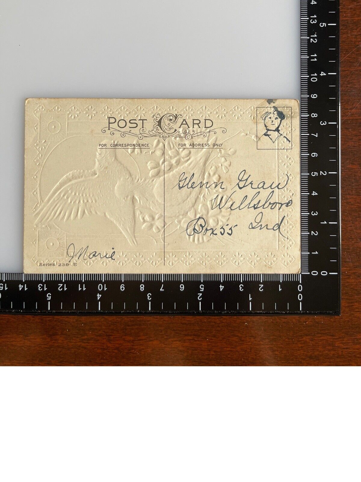 Antique Early 1900s Ephemera Embossed Unposted Signed Postcard White Doves SEE