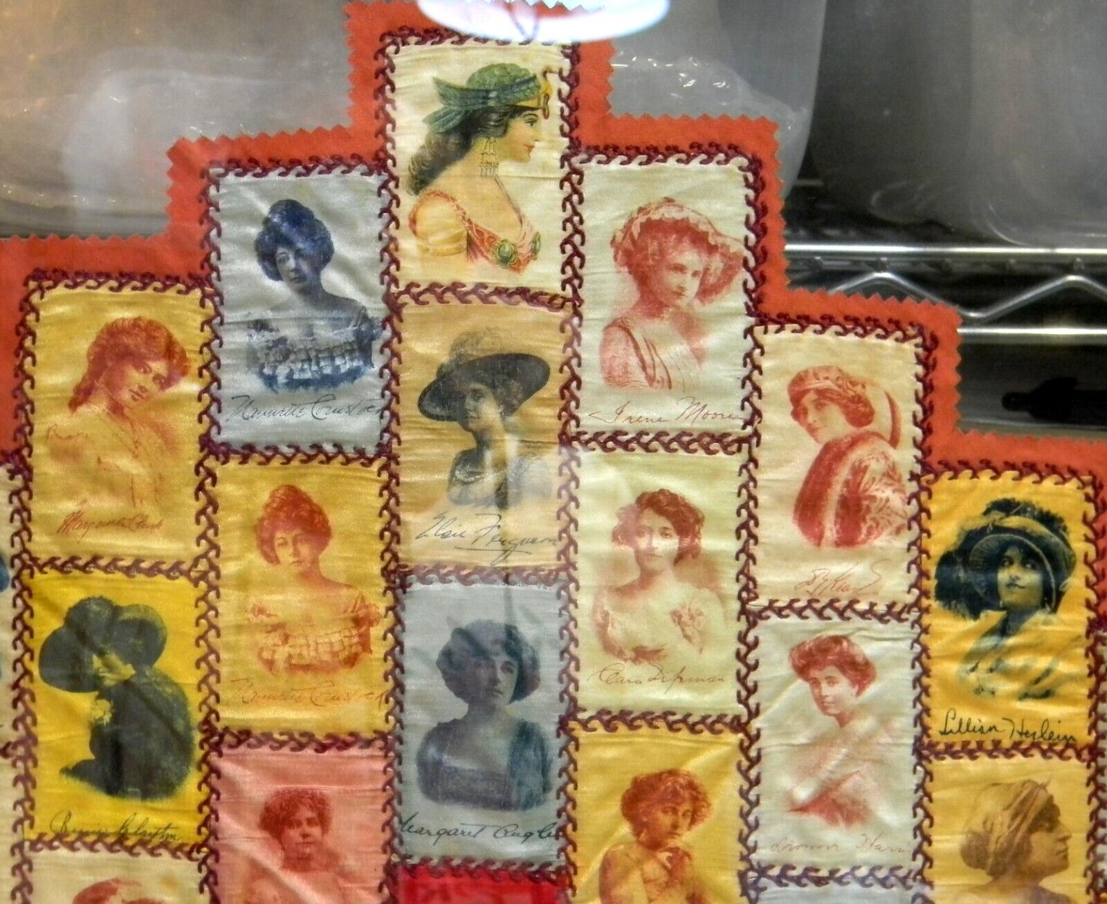 1900's Quilted & Framed Cigarette Silk Actresses