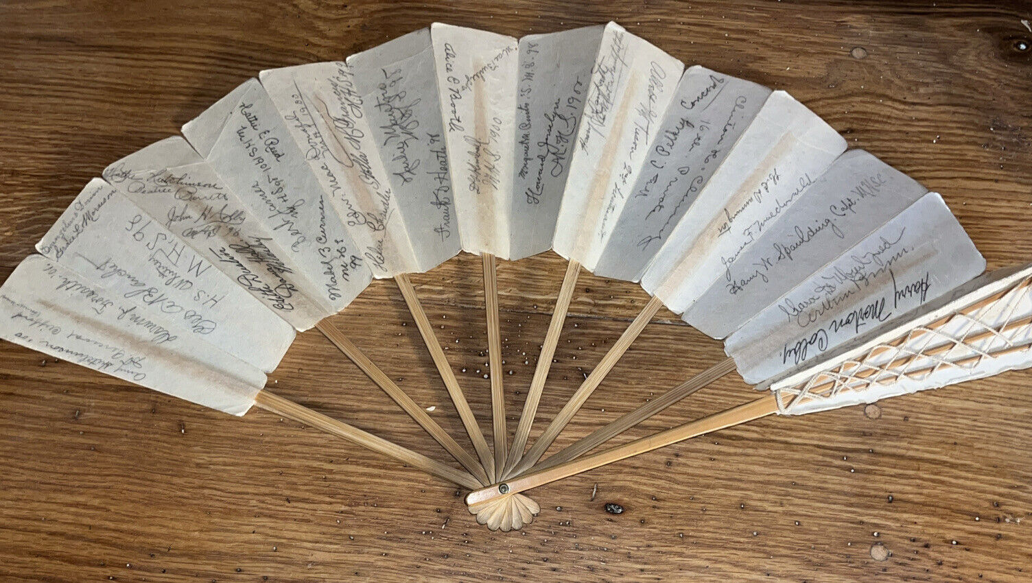 Rare Victorian Concord, NH Early 1900’s Hand inscriptions Fan Handmade