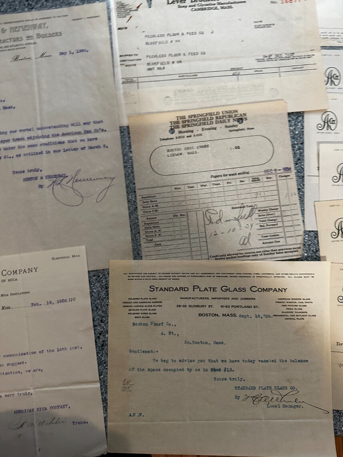 Massachusetts Area Ephemera Lot 19 Pieces Early 1900s Receipts Boston Wharf 