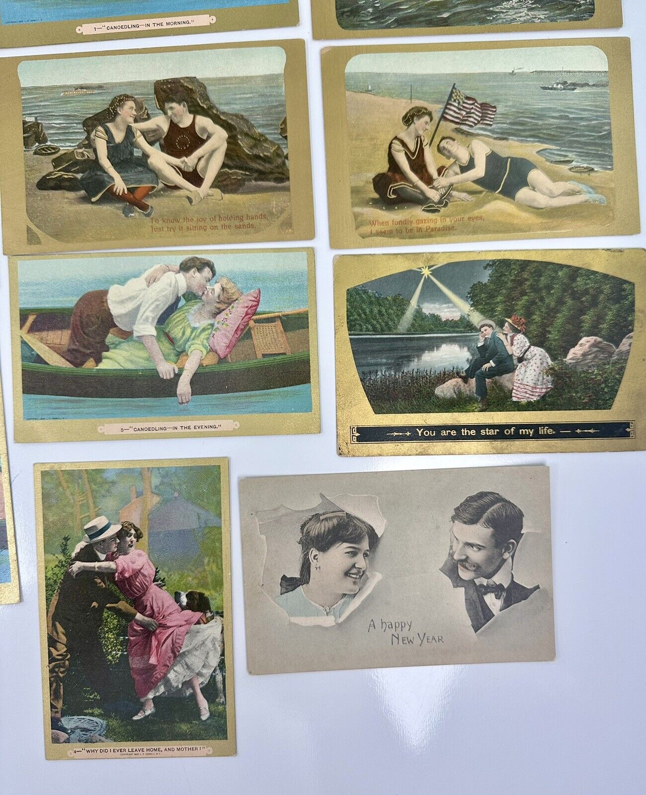 LOVE Theme early 1900's Antique Postcards - Lot of 19 Crafts Ephemera Paper