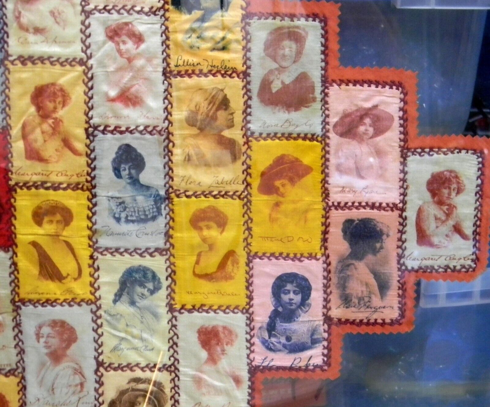 1900's Quilted & Framed Cigarette Silk Actresses