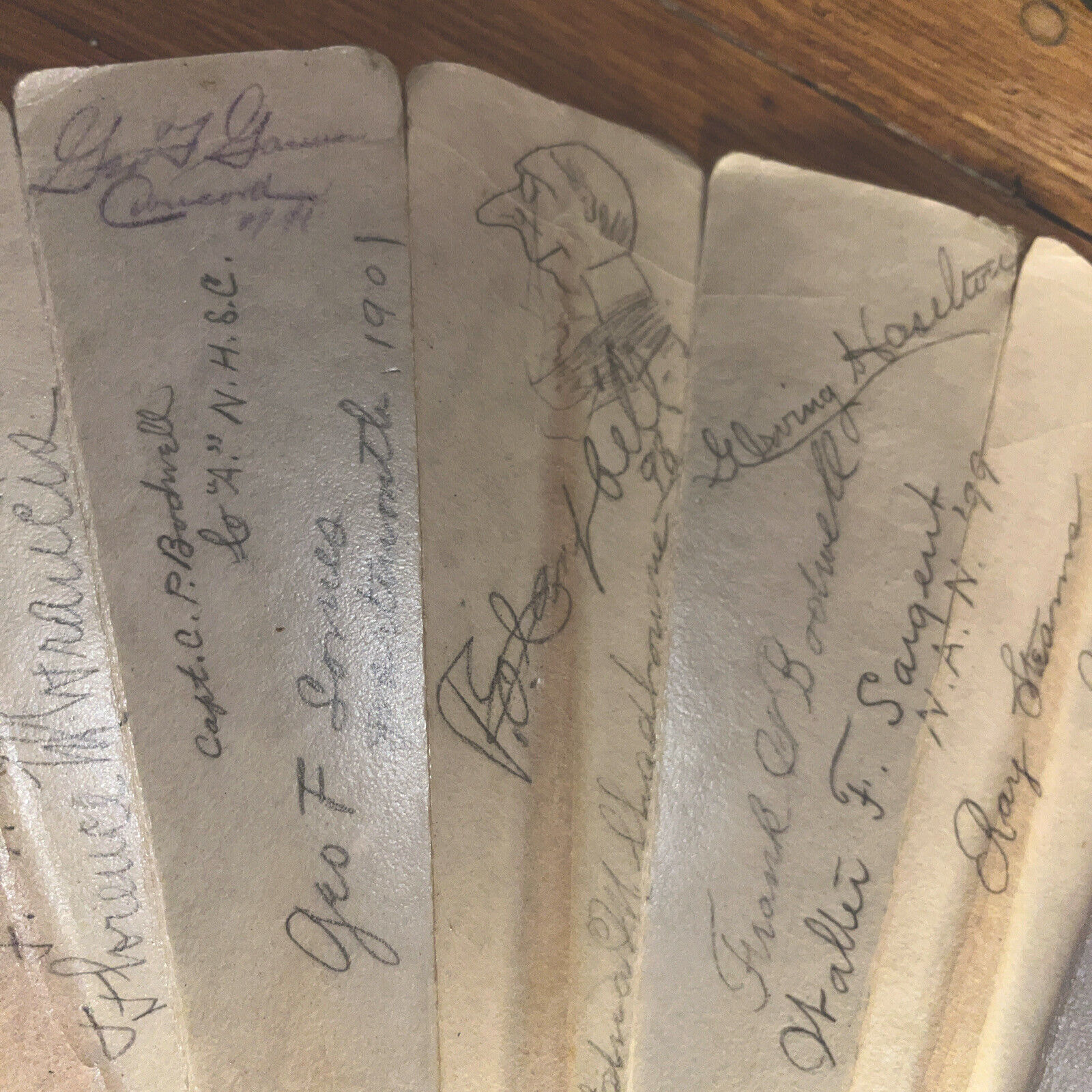 Rare Victorian Concord, NH Early 1900’s Hand inscriptions Fan Handmade