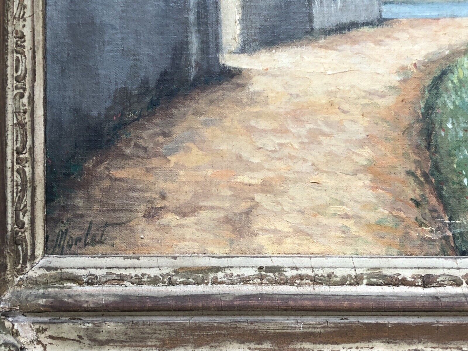 French antique oil painting: G. MORLET NORMANDY LANDSCAPE