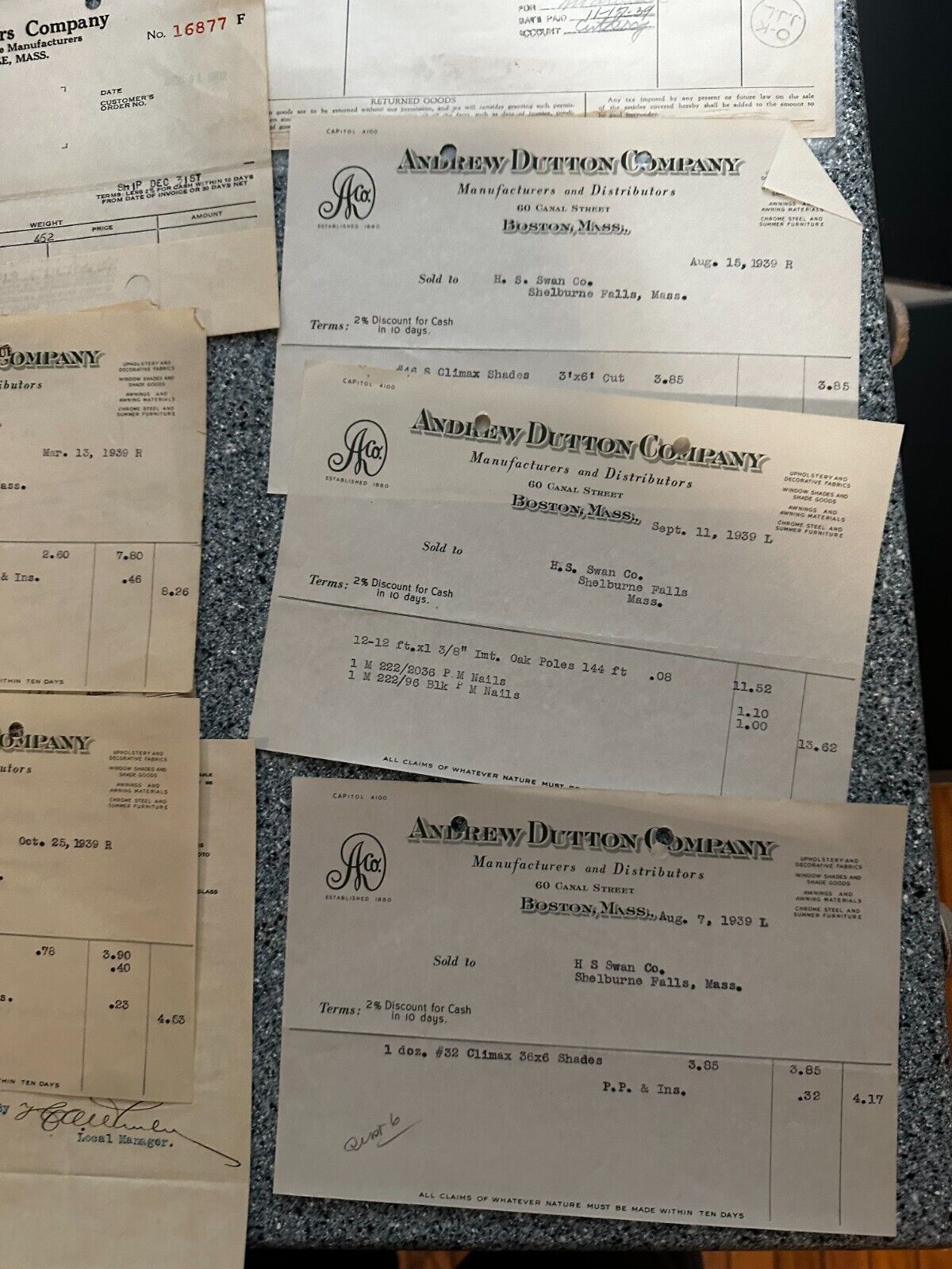 Massachusetts Area Ephemera Lot 19 Pieces Early 1900s Receipts Boston Wharf 