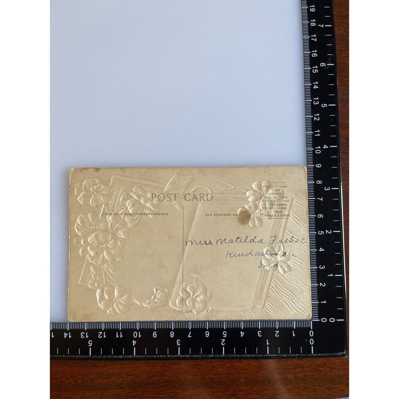 Antique Early 1900s Ephemera Litho Postcard Embossed A Happy Birthday Wish SEE