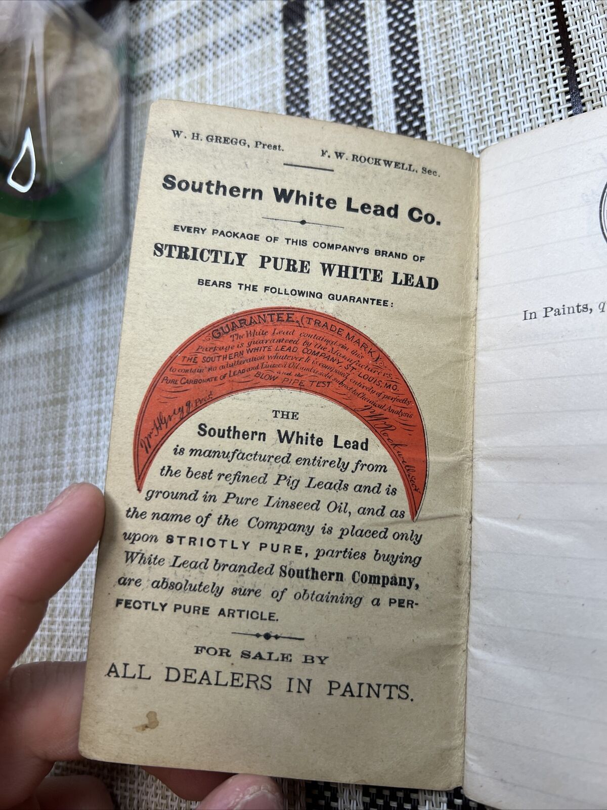 Vintage 1900's Southern White Lead Company Oil St. Louis Ephemera. Memo Book - A