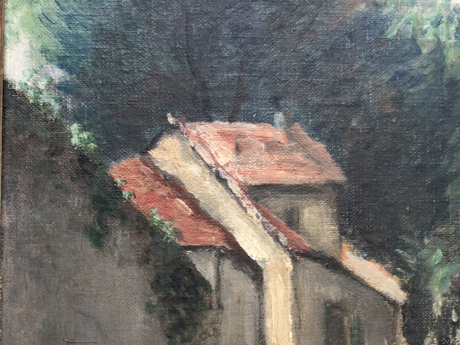 French antique oil painting: G. MORLET NORMANDY LANDSCAPE