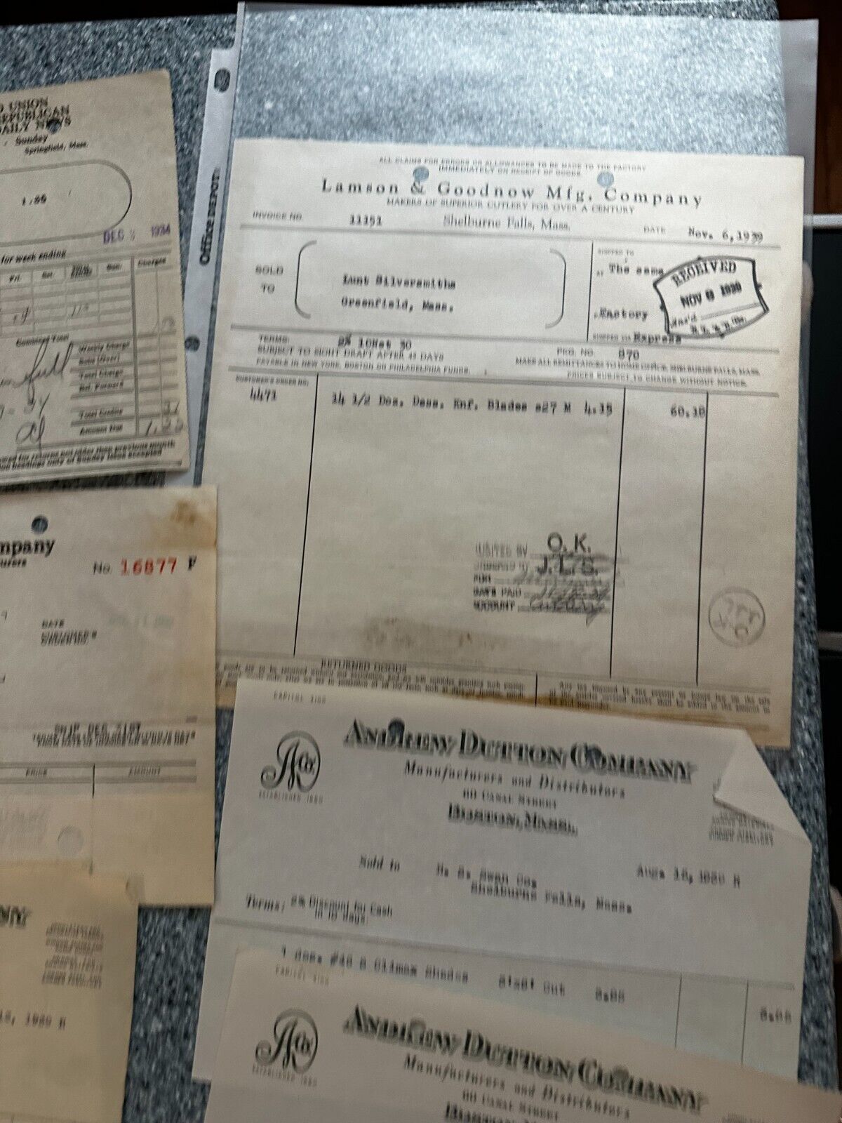 Massachusetts Area Ephemera Lot 19 Pieces Early 1900s Receipts Boston Wharf 