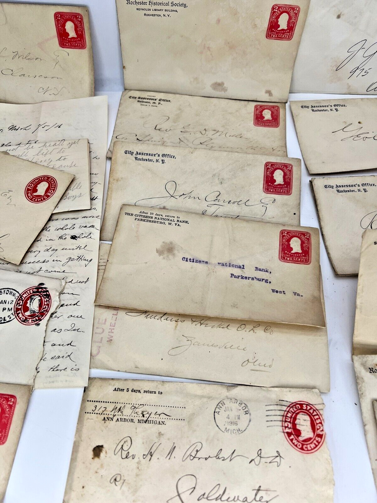 envelopes Ephemera 1900s handwritten letters typed 2 cent stamps fountain pen