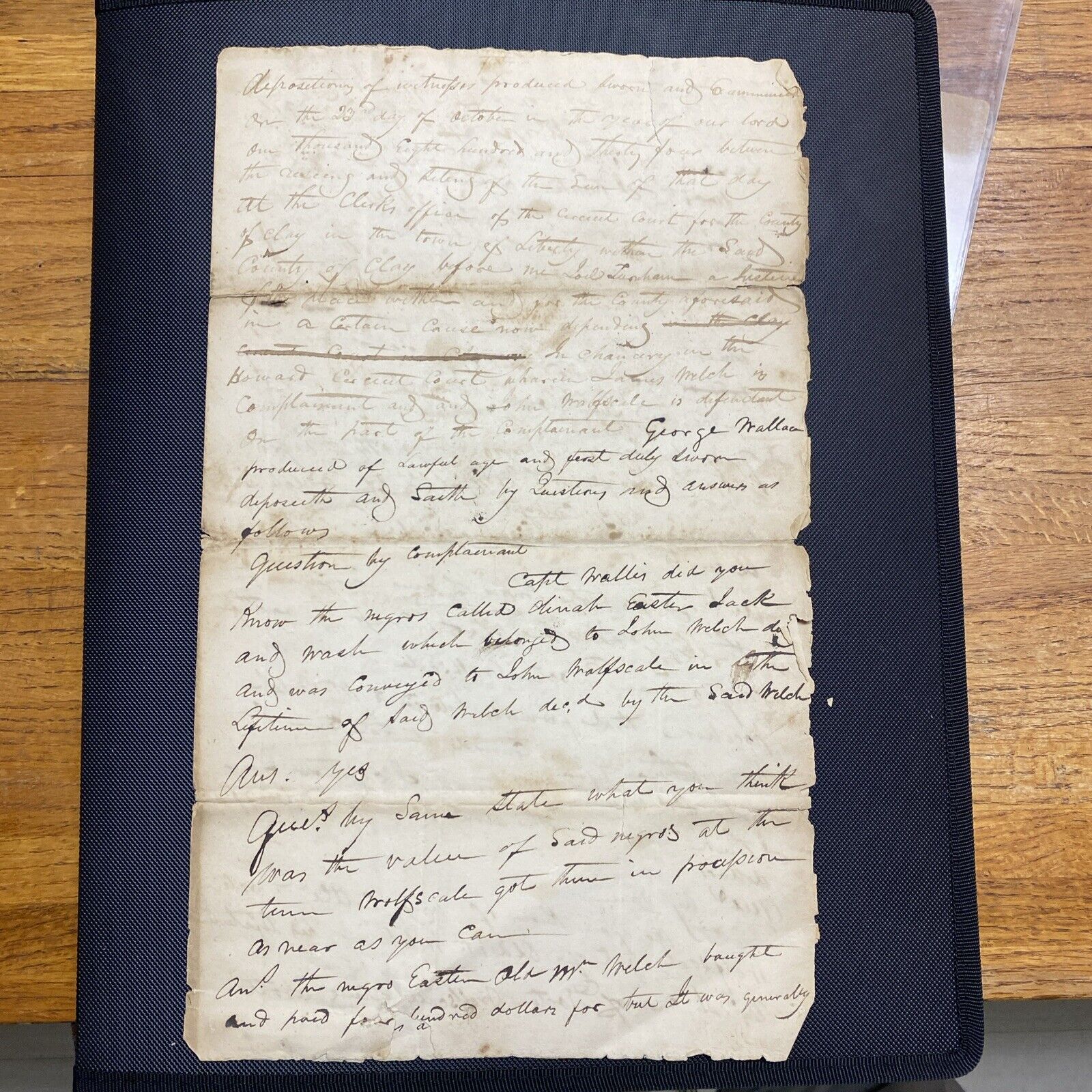 VTG Liberty Clay County Missouri Document Slaves Give Deposition Crime Paper