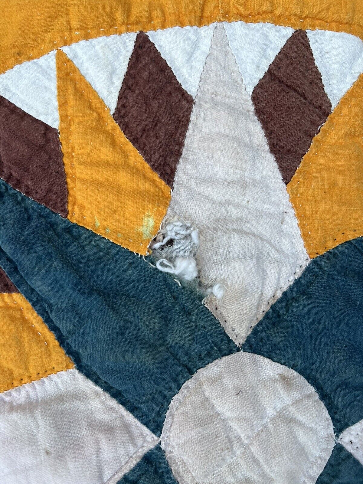 1800s Handmade Southern Star Wheel Quilt Patchwork
