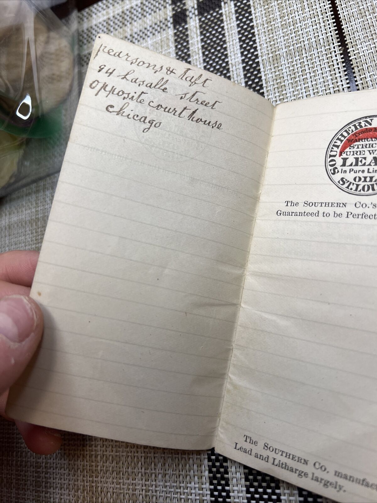 Vintage 1900's Southern White Lead Company Oil St. Louis Ephemera. Memo Book - A